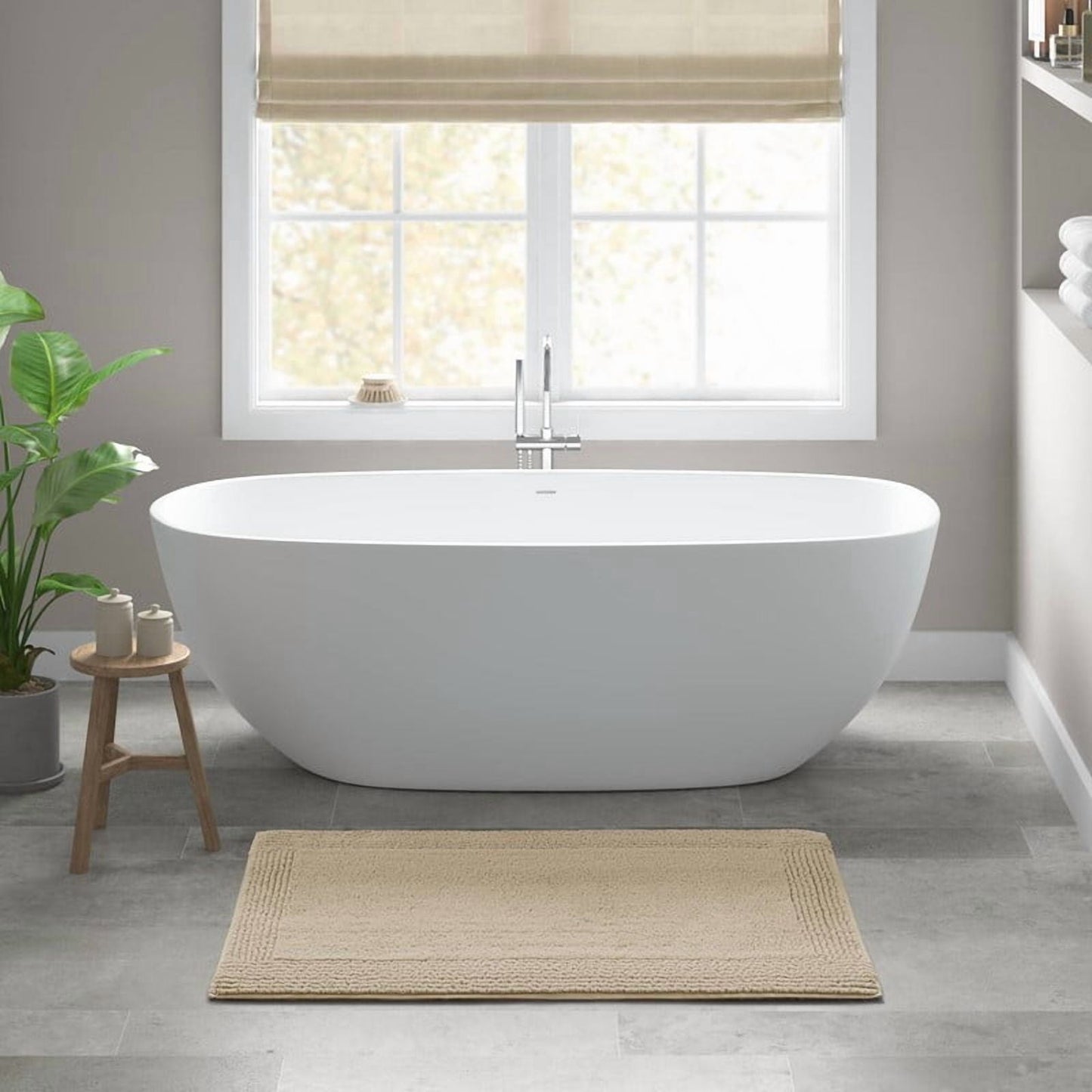 24x36 Inches Reversible Bath Rug, 100% Cotton 3000 GSM Tufted Bath Mat, Natural Luxury Soft Plush Bathroom Rug for Bathroom Shower Floor Home Decor