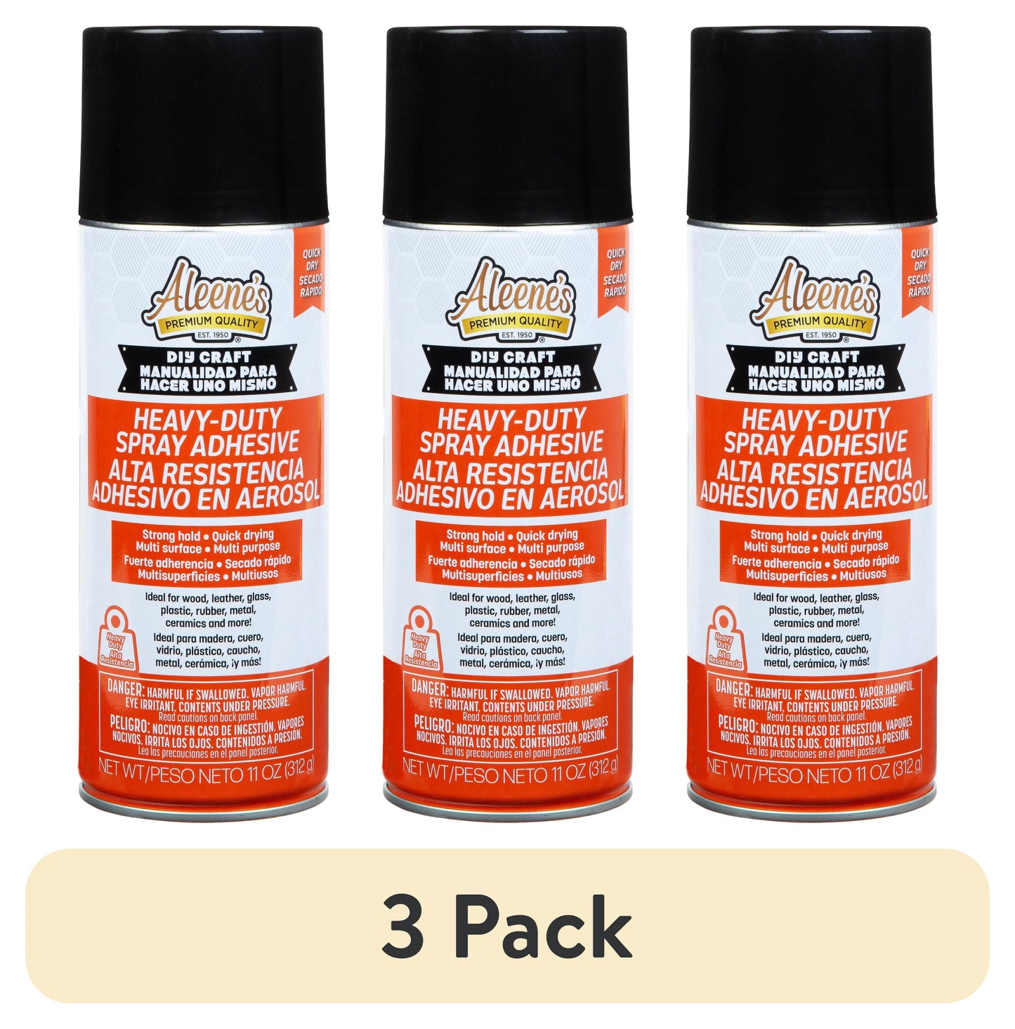 (3 pack) Aleene's DIY Craft Heavy-Duty Adhesive Spray 11 oz, Strong Hold