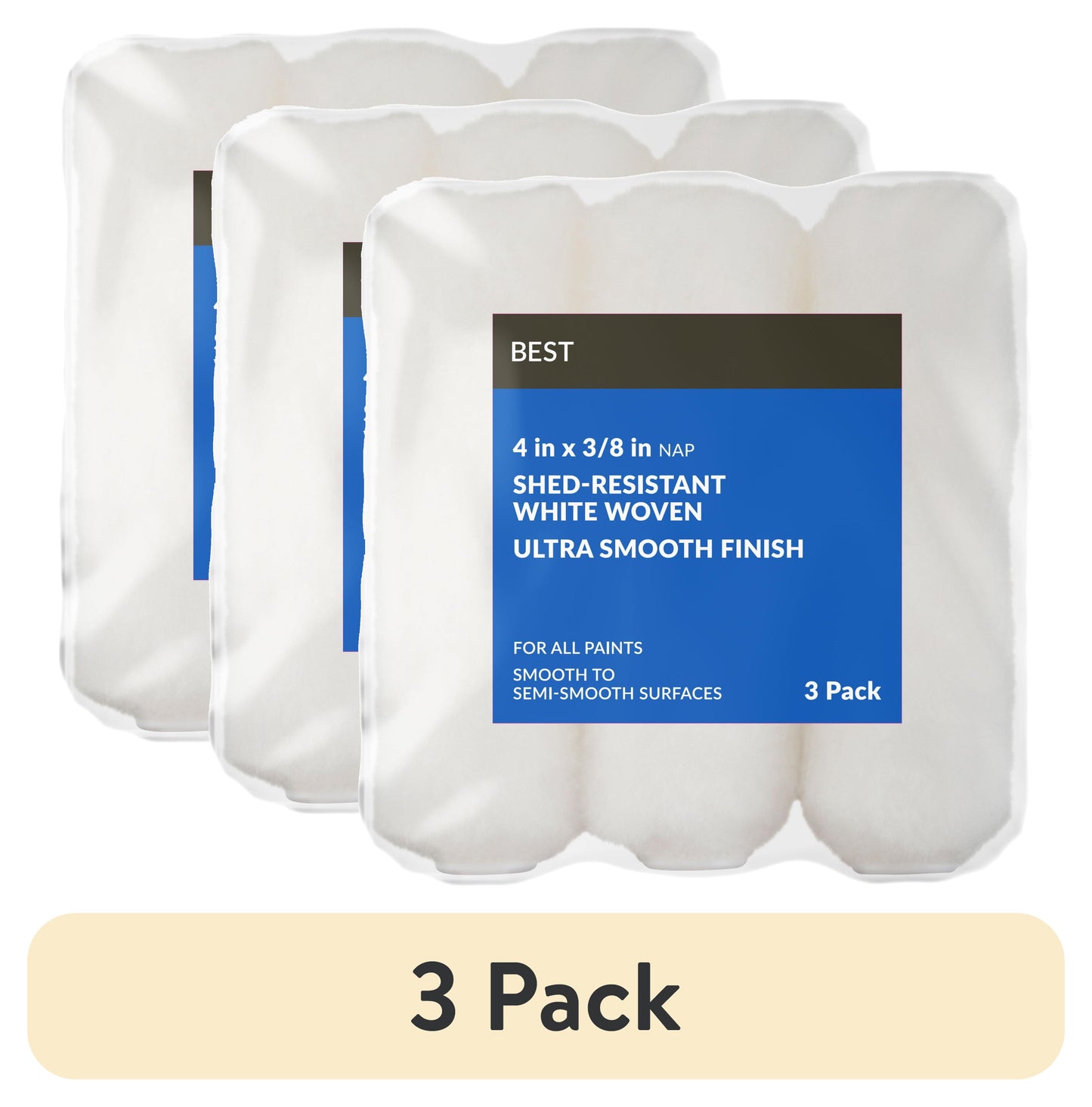 (3 pack) BEST 4 x 3/8 in nap Woven Mini Roller 3 Pack