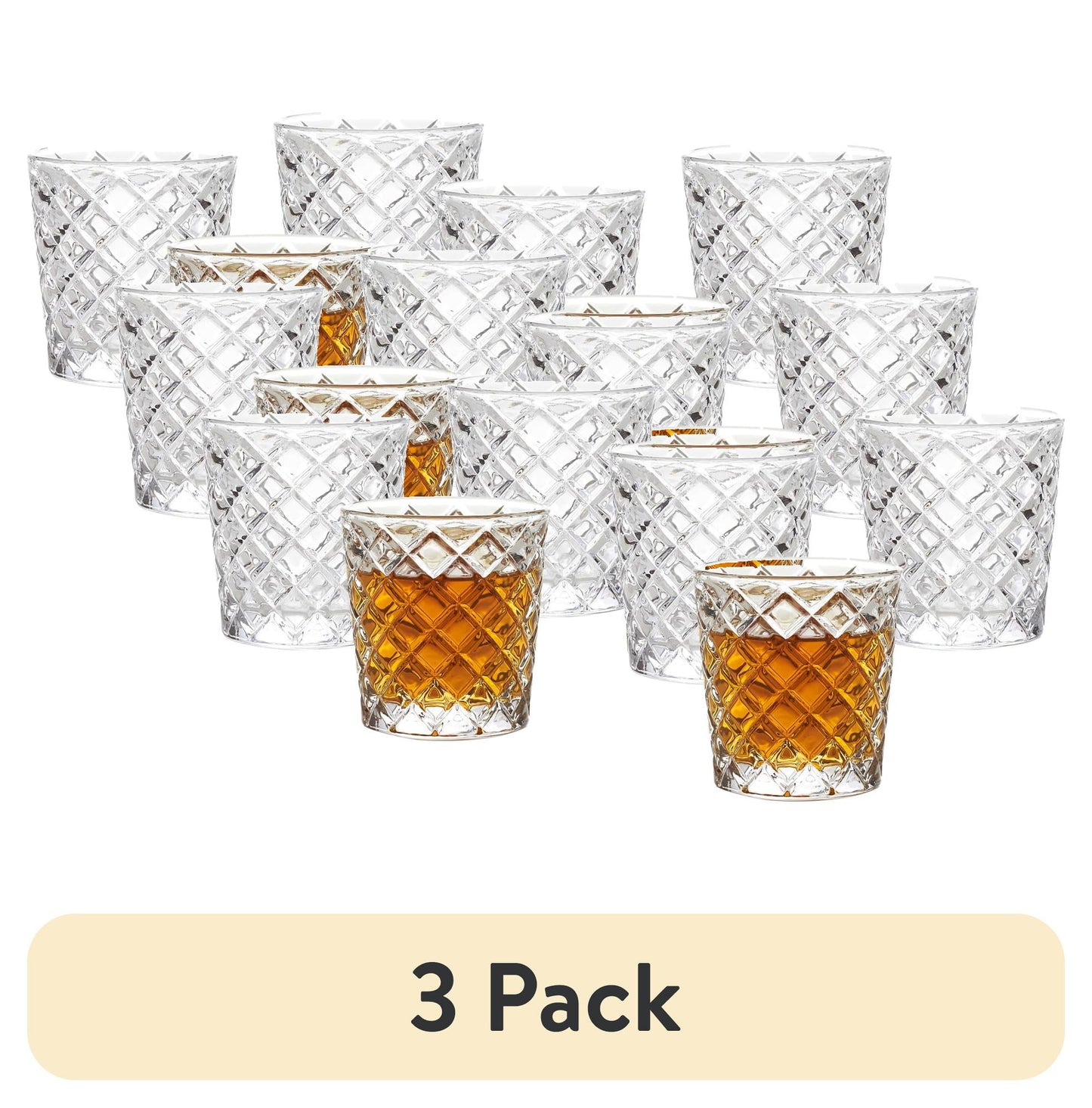 (3 pack) Better Homes & Gardens Clear Diamond-Cut Glass Shot Glass, 6 Pack