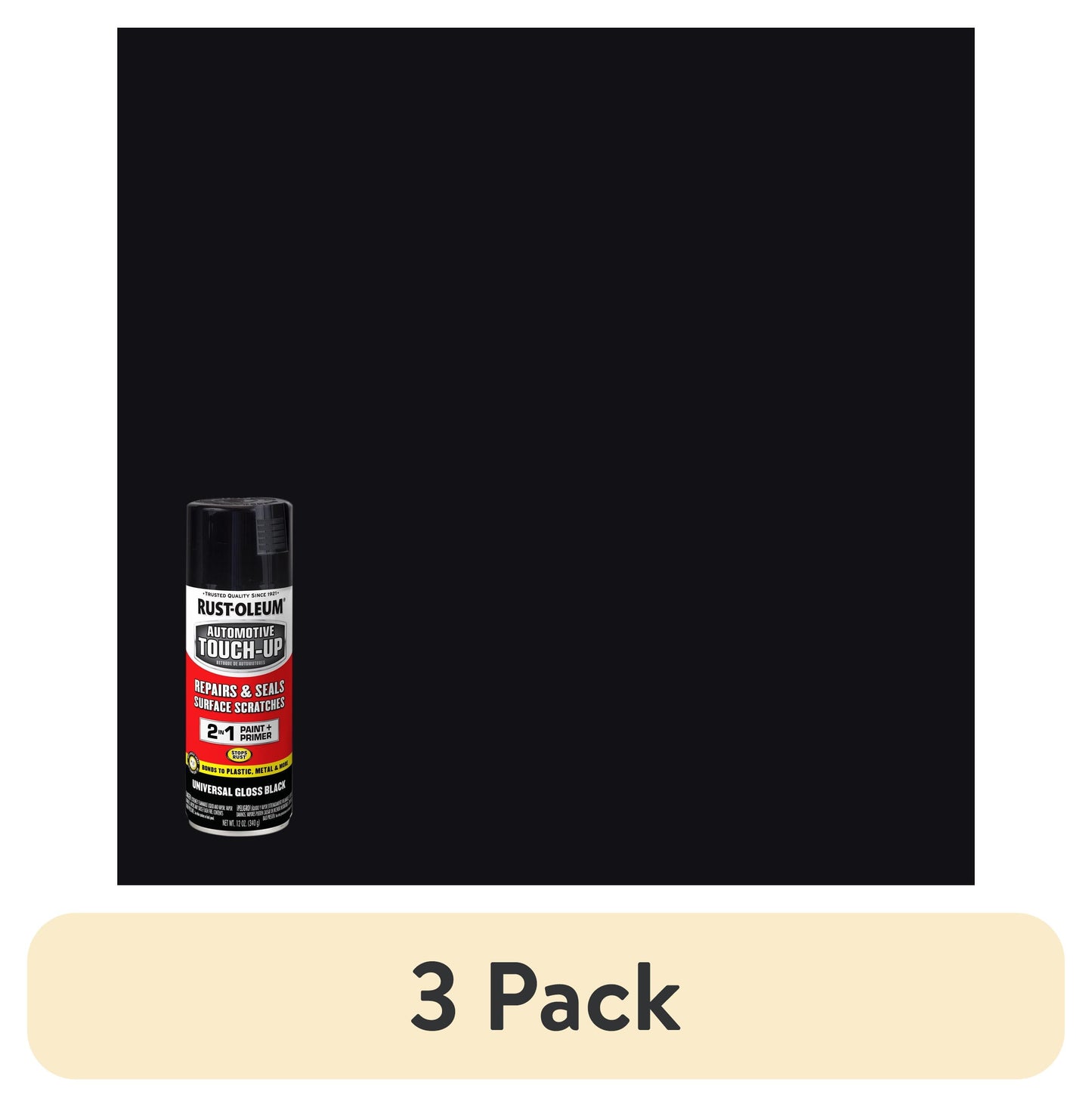 (Paquete de 3) Negro, Pintura de Retoque Brillante Automotriz Rust-Oleum y Primer en un Solo Spray-292320, 11 oz