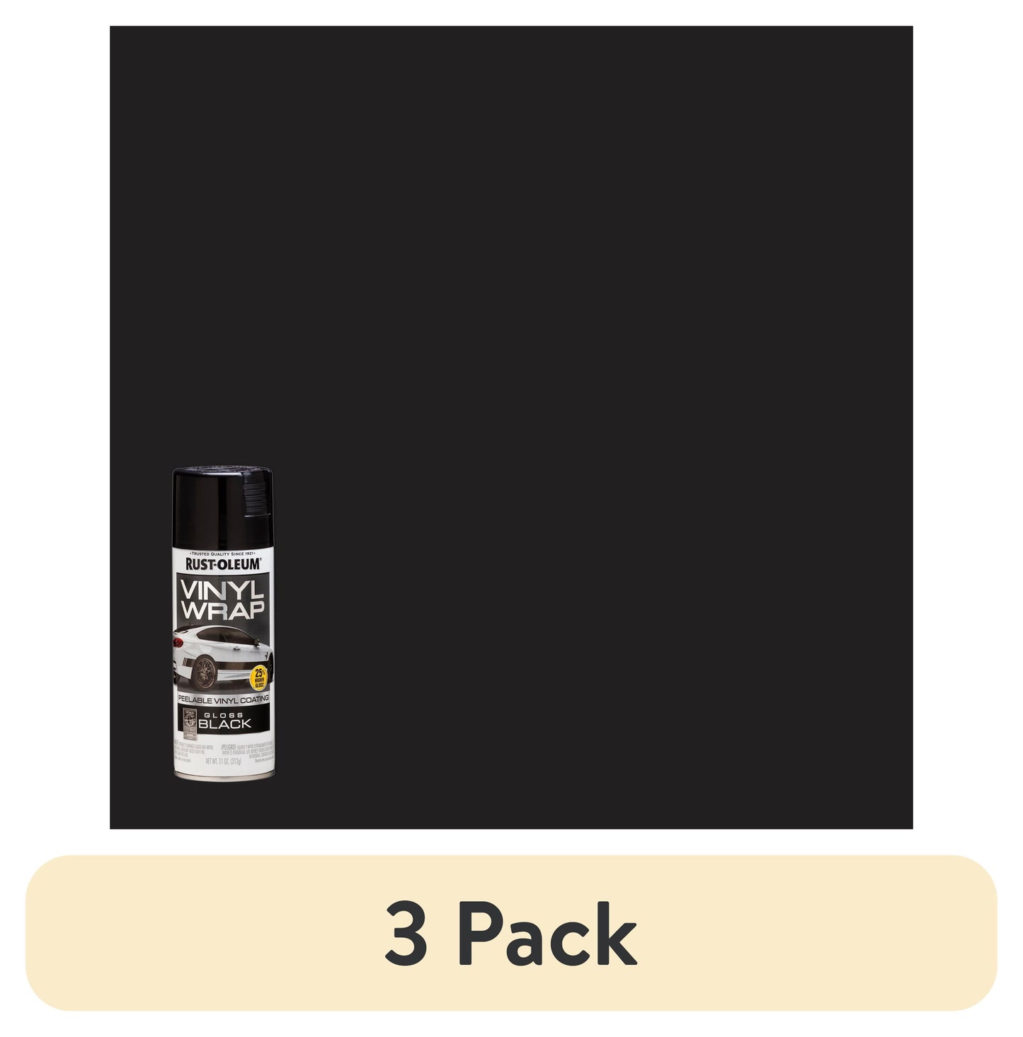 Black, Rust-Oleum Automotive Vinyl Wrap Peelable Coating Gloss Spray Paint-352724, 11 oz