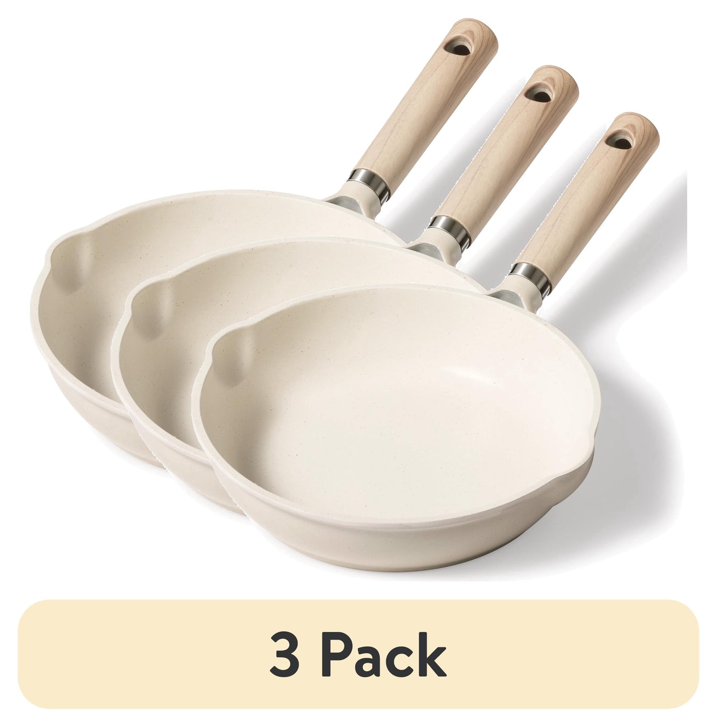 (3 pack) Carote 8" Non Stick Frying Pan, Nonstick Skillet Cooking Pan, Compatible for All Stoves, Easy to Clean Cookware Chef's Pan Bon Appetit, White Granite