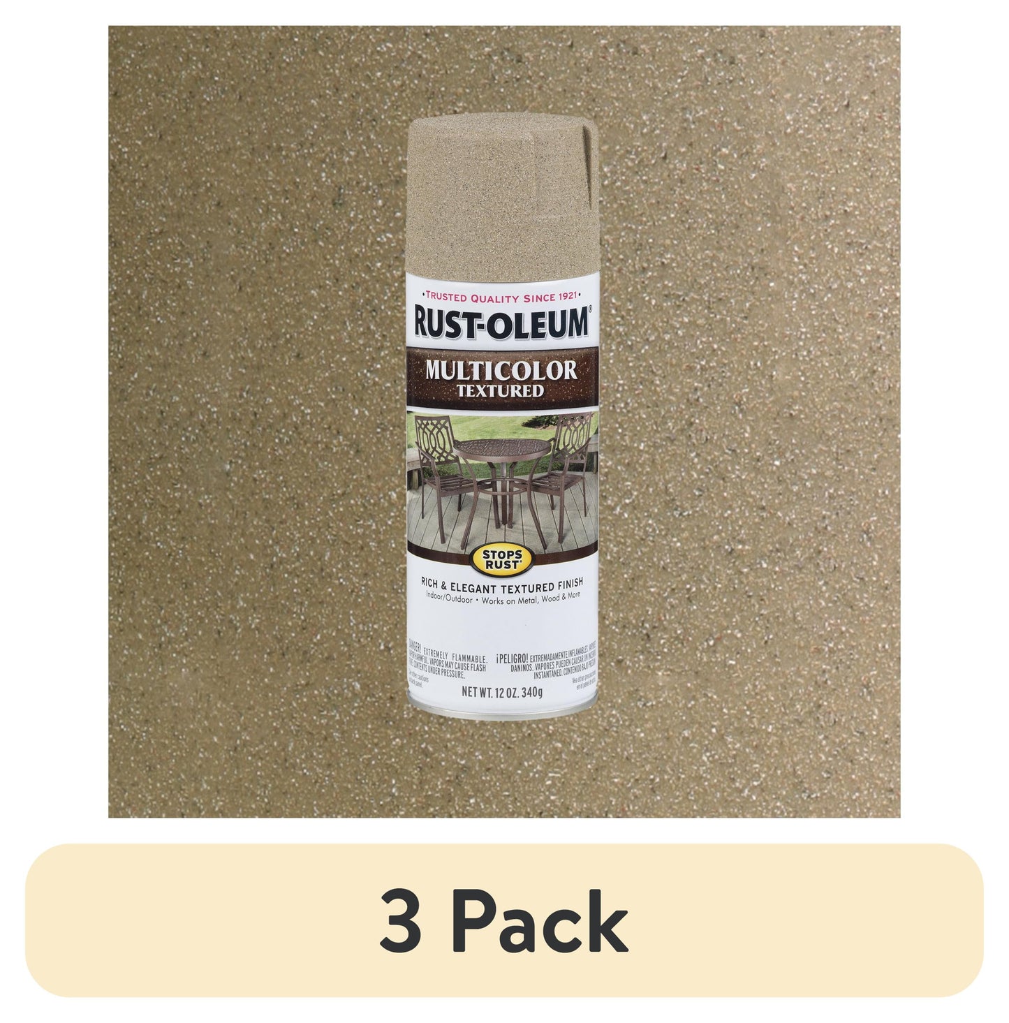 (3 pack) Bisque Del Desierto, Rust-Oleum Detiene el Óxido Pintura en Aerosol Texturizada Multicolor-223524, 12 oz