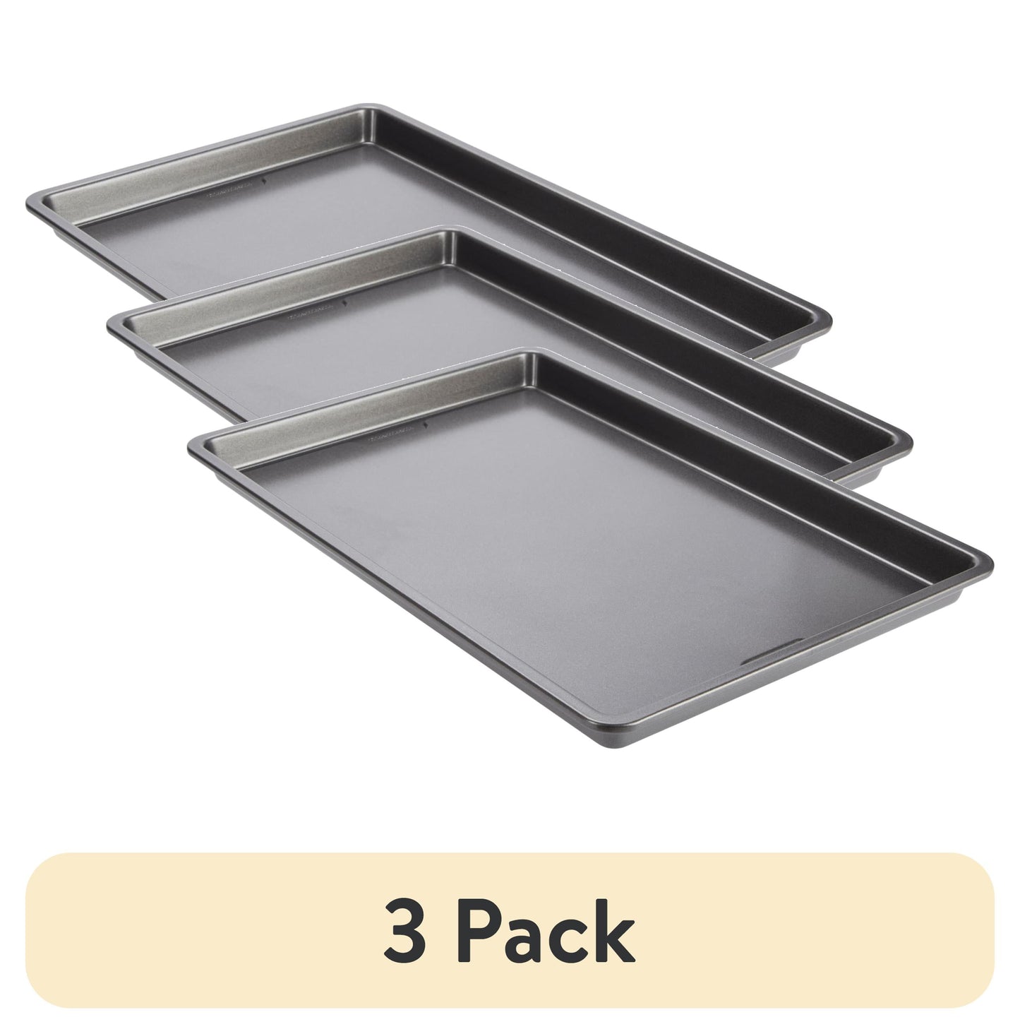 (3 pack) GoodCook Pro 17" x 11" Bandeja para Hornear de Acero Al Carbono Antiadherente, Gris