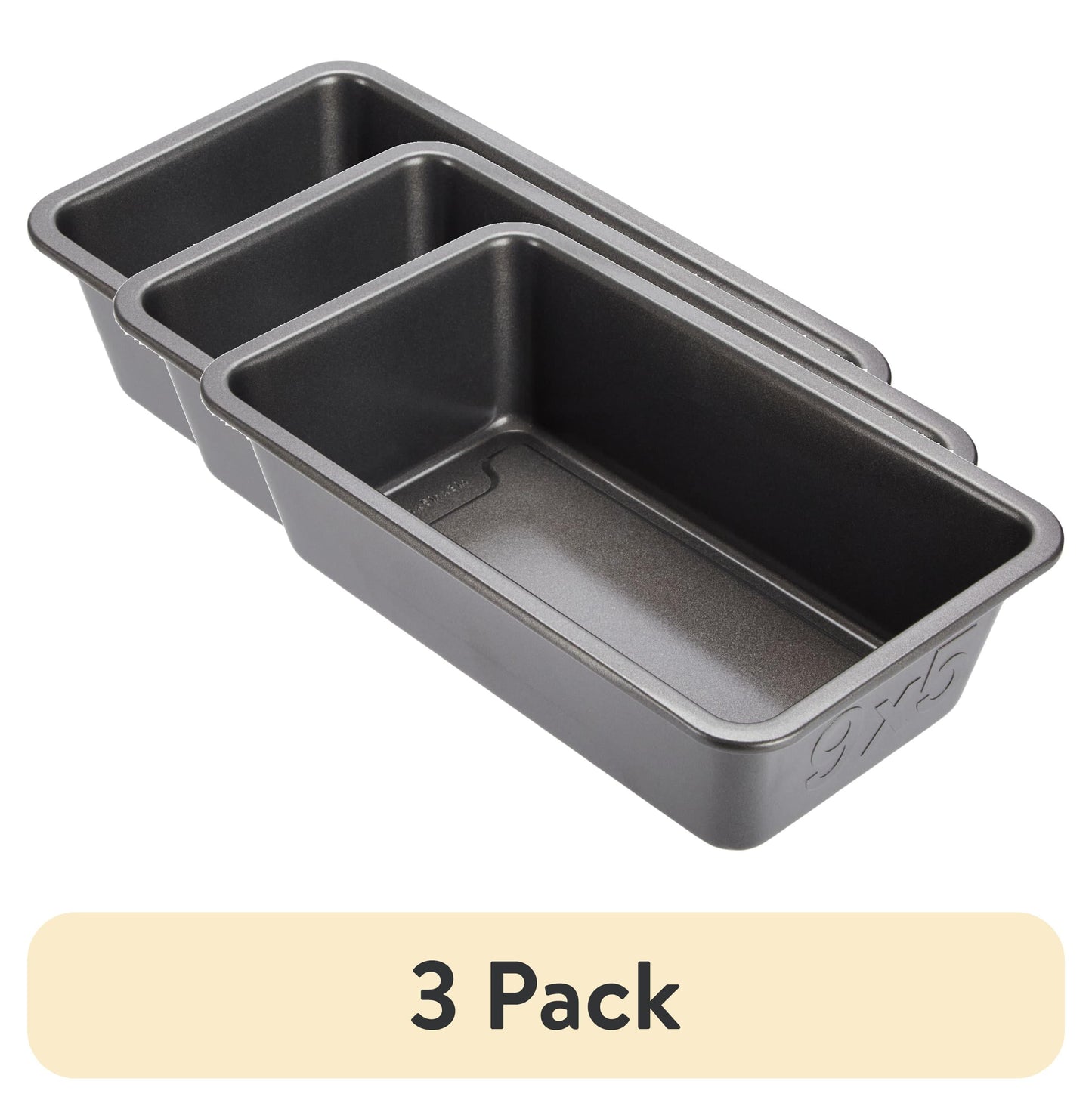 (3 pack) GoodCook PRO Nonstick Steel 9x5 Inch Loaf Pan, Heavy Duty Gray Bakeware