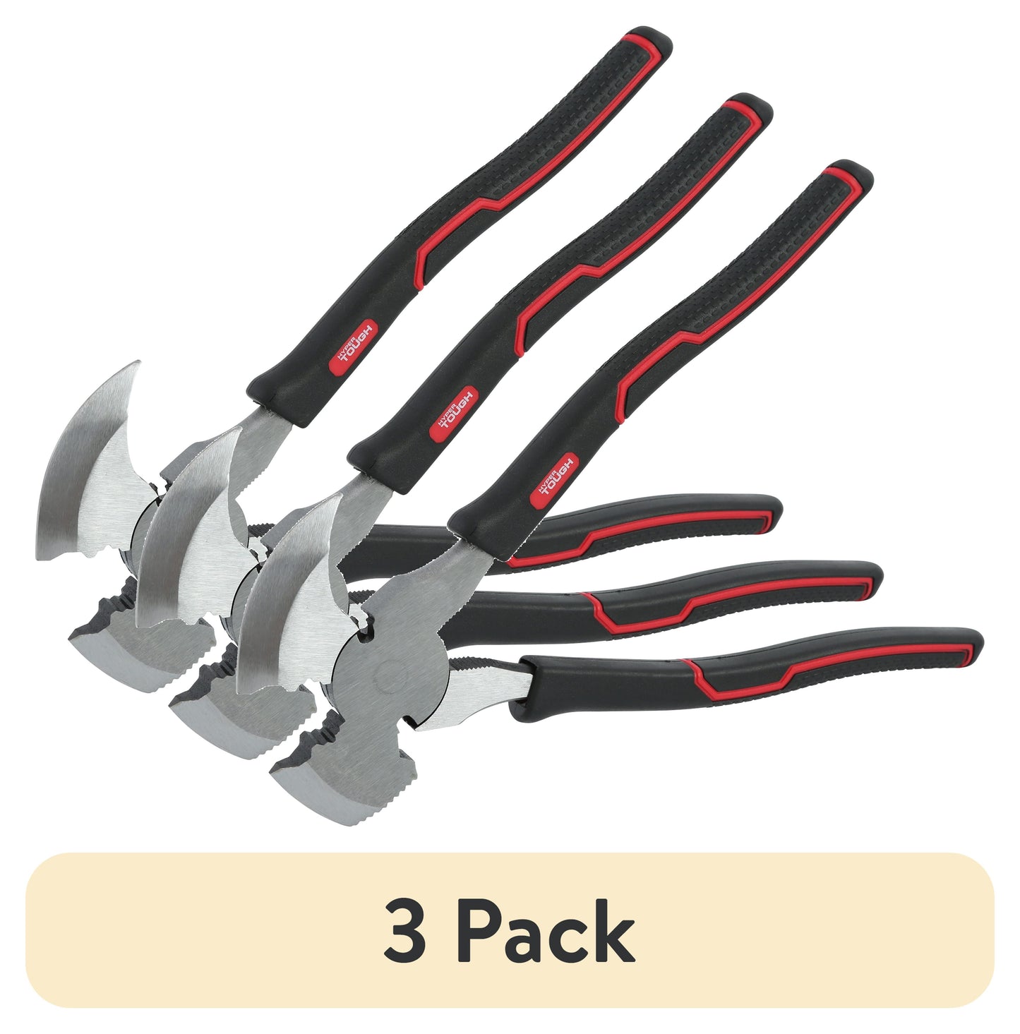 (3 pack) Hyper Tough 10-inch Demolition and Fencing Pliers with Soft Grip Handles