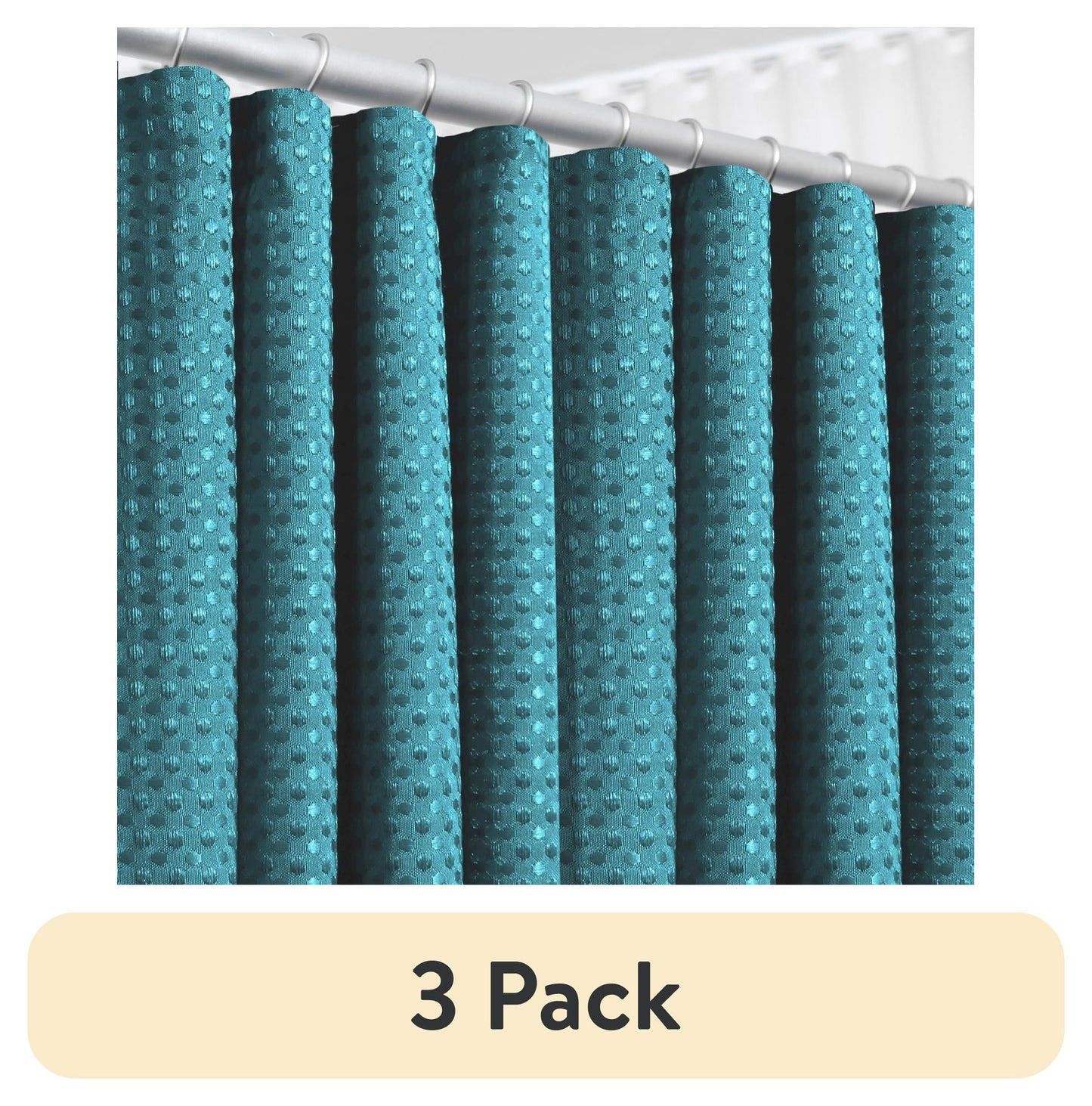 (3 pack) LammaLoe Teal Shower Curtain, Waffle Weave Heavy Duty Fabric Shower Curtain, 72†x 72" Hotel Luxury 256 GSM Bathroom Curtains