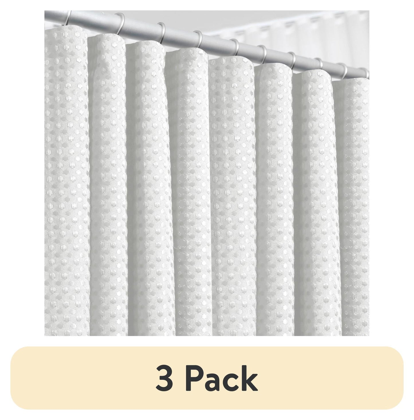 (3 pack) LammaLoe White Shower Curtains, Waffle Weave Heavy Duty Fabric Shower Curtain, 72†x 72" Hotel Luxury 256 GSM Bathroom Curtains