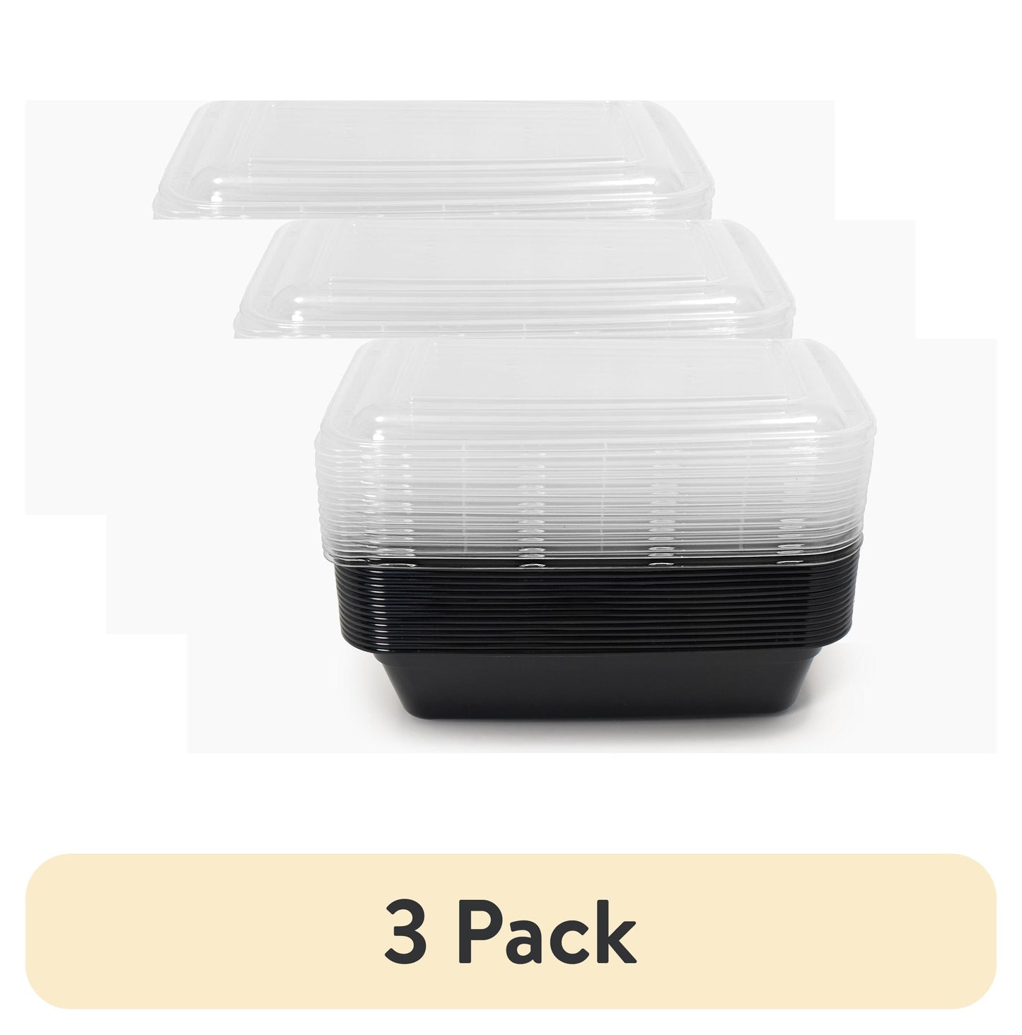(3 pack) Mainstays 30-Piece (15 Containers + 15 Lids) Meal Prep, BPA-Free, Microwave and Dishwasher Safe