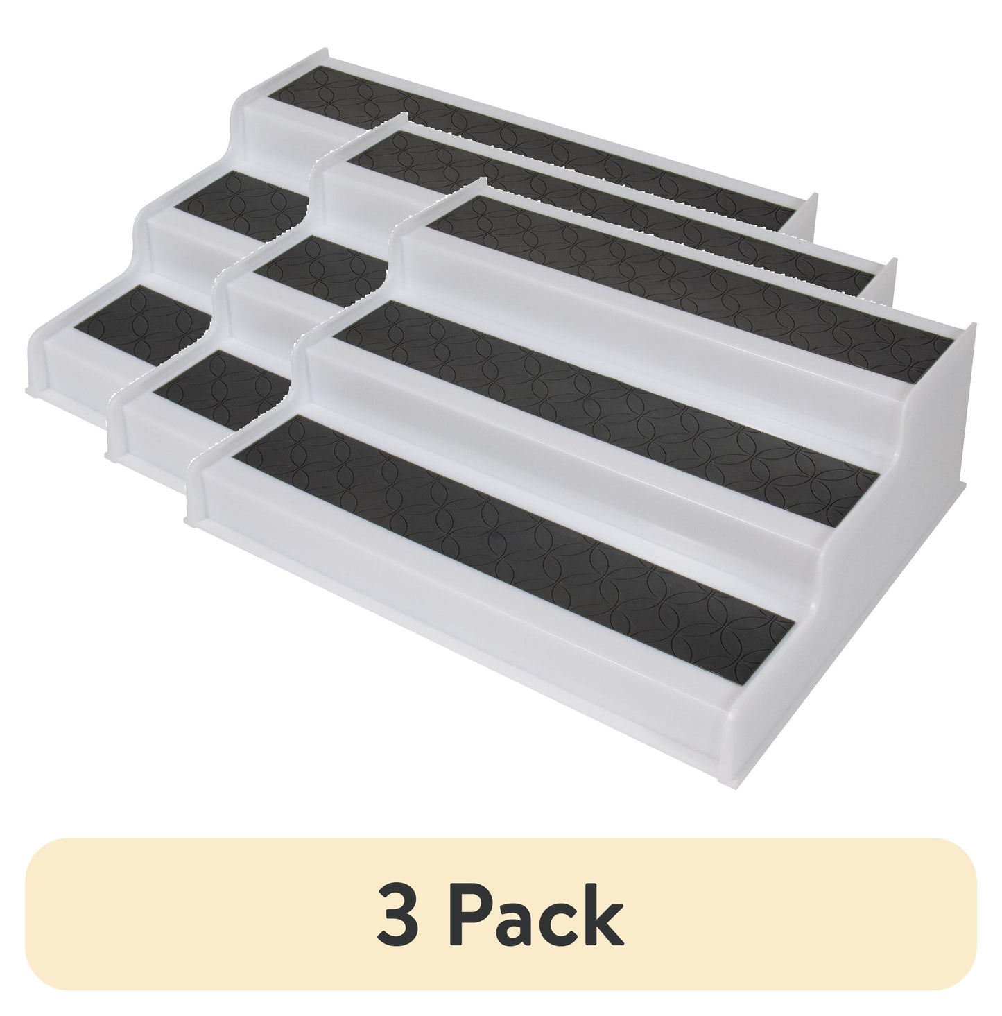 (3 pack) Mainstays 3-Tier Plastic Non-Slip Spice Rack Organizer, Kitchen Cabinet, Pantry and Countertop Spice Storage Shelf for Seasonings