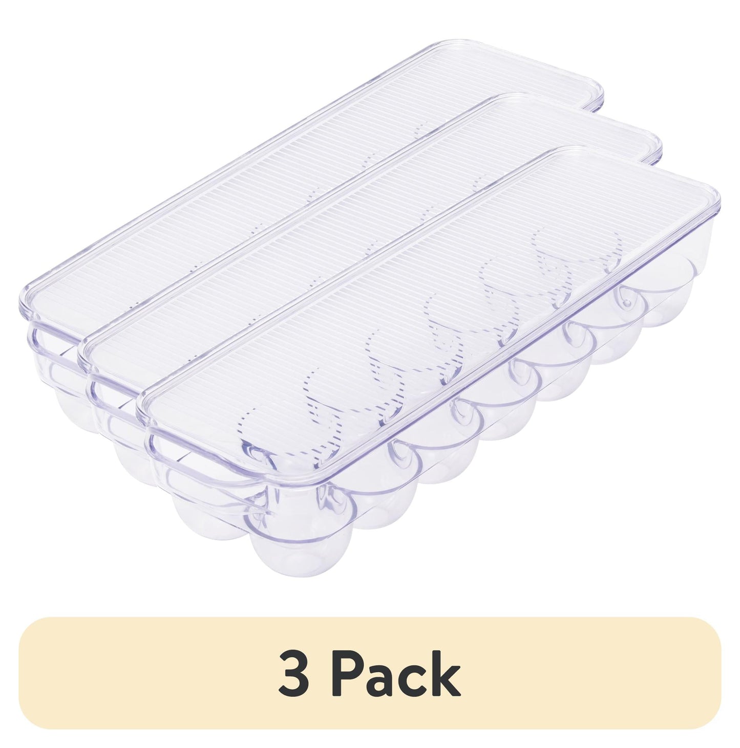 (3 pack) Mainstays Clear Plastic Egg Holder for Refrigerator (Holds 14 Eggs), Made for Refrigerator Egg Storage