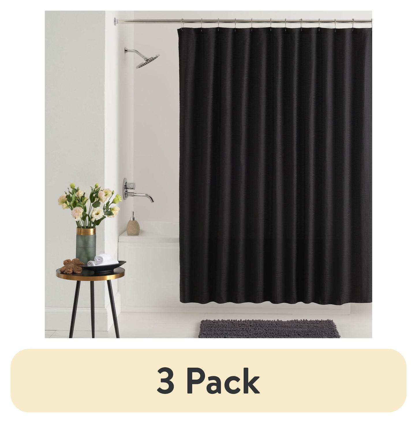 (3 pack) Mainstays Henderson Black Mosaic Polyester Shower Curtain 72†x 72â€