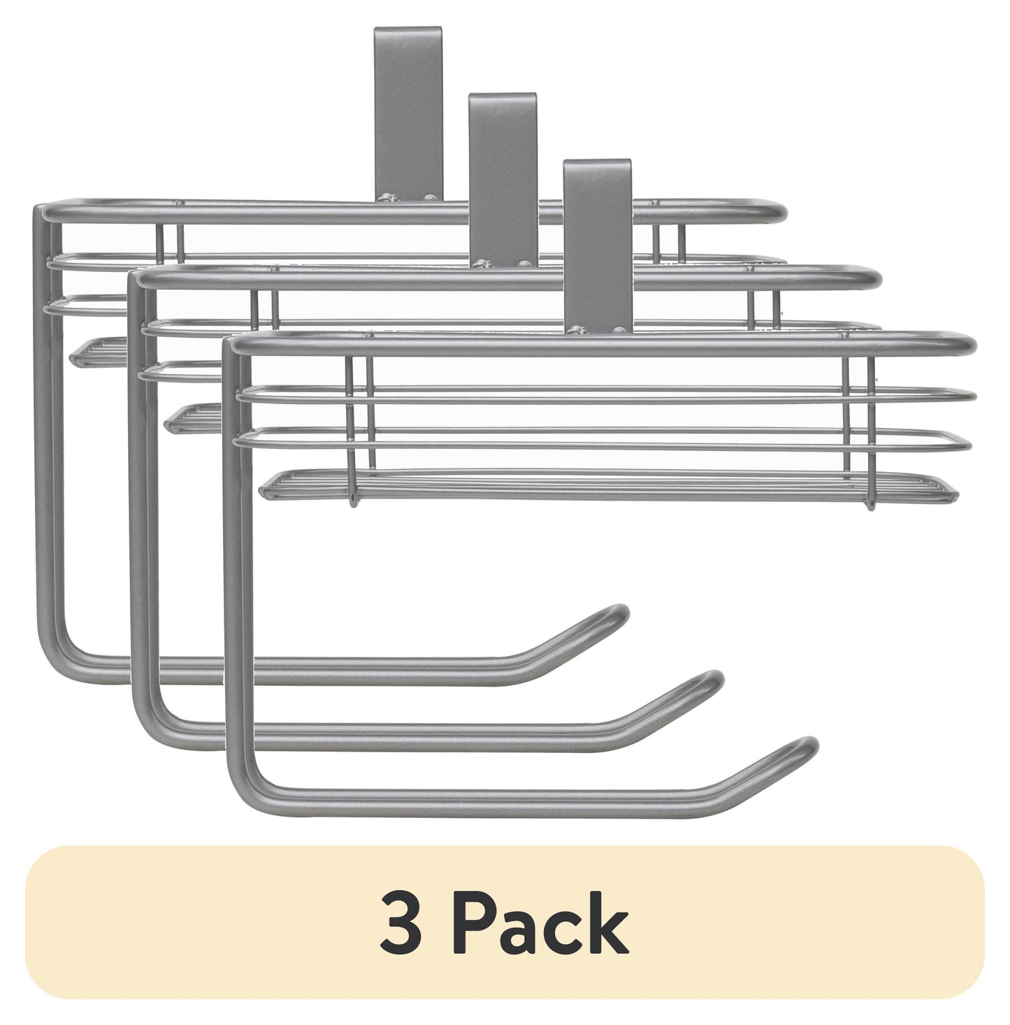 (3 pack) Mainstays Satin Nickel Over-the-Tank Toilet Paper Tissue & Wipes Holder