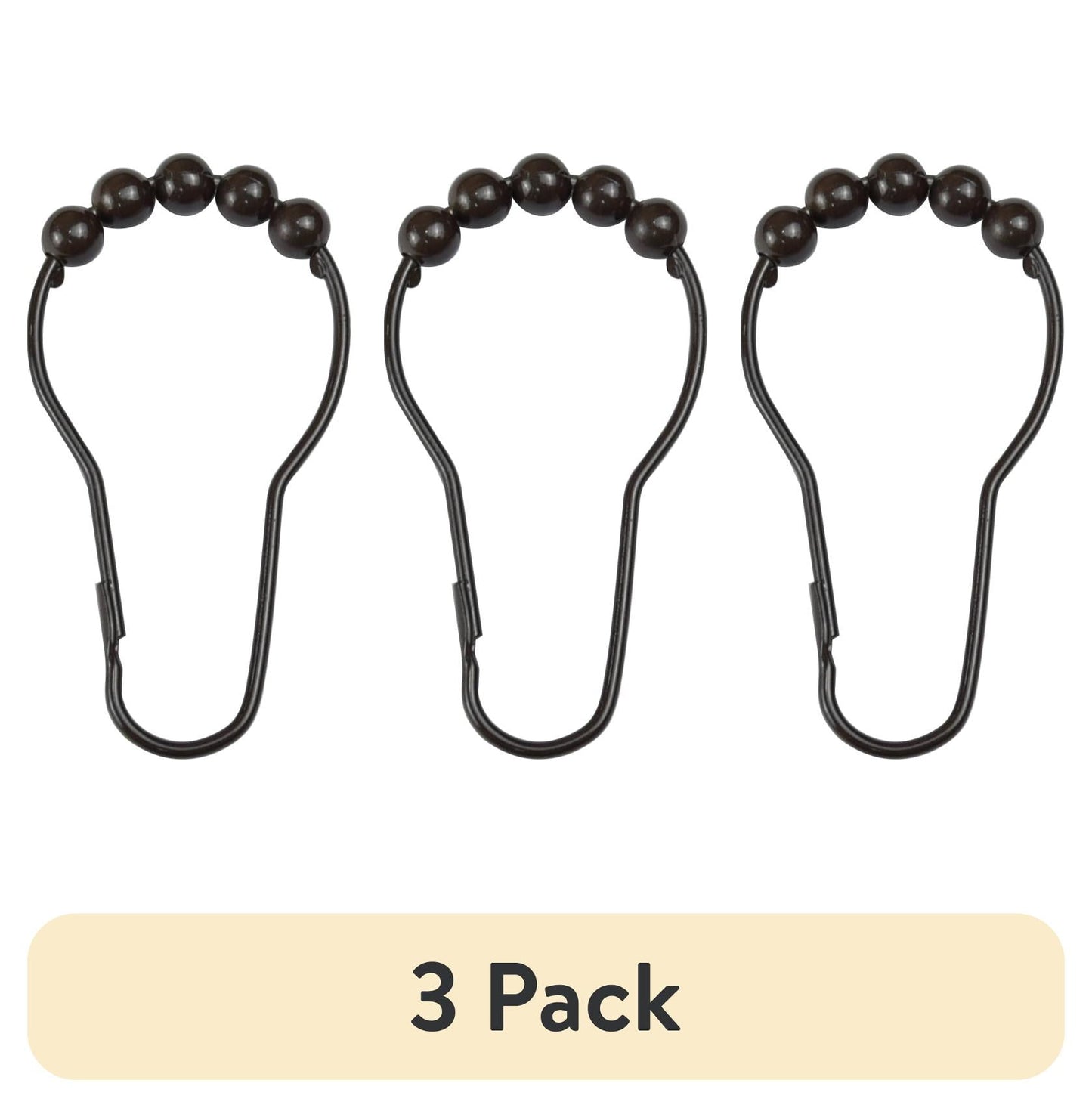 (3 pack) Mainstays, Shower Curtain Rollerball Hooks, Bronze, 12Piece/Set, 100% Iron
