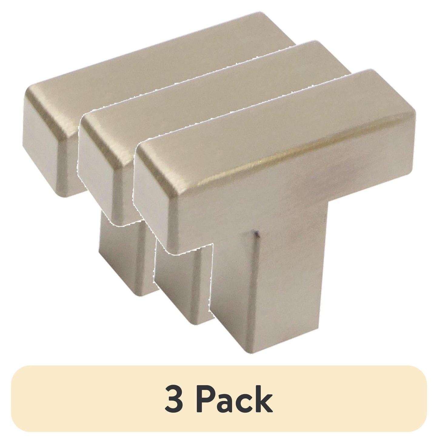 (3 pack) Mainstays Simple Modern Square 1-1/4 in. (32 mm) Stainless Steel Cabinet Bar Knob (2-Pack)
