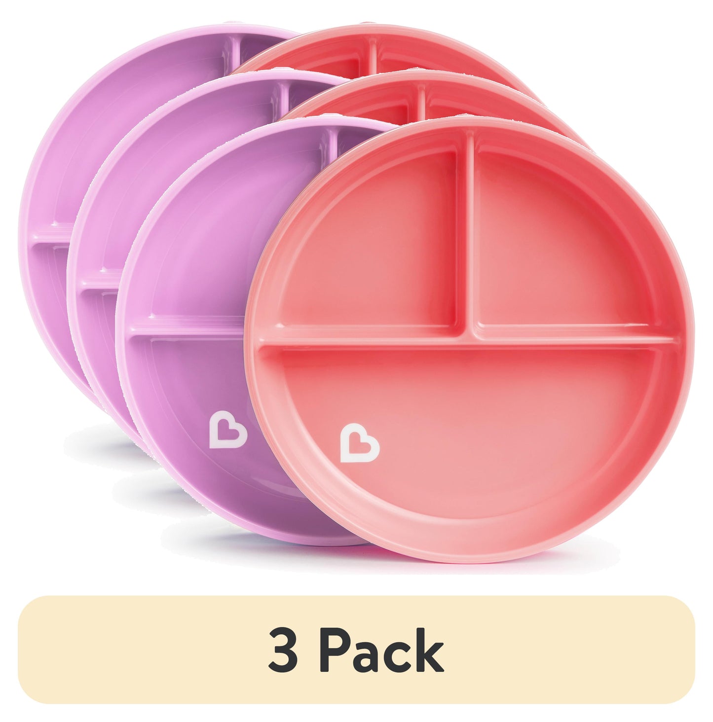 (3 pack) Munchkin® Stay Put™ Suction Plates, Pink/Purple, 2 Pack