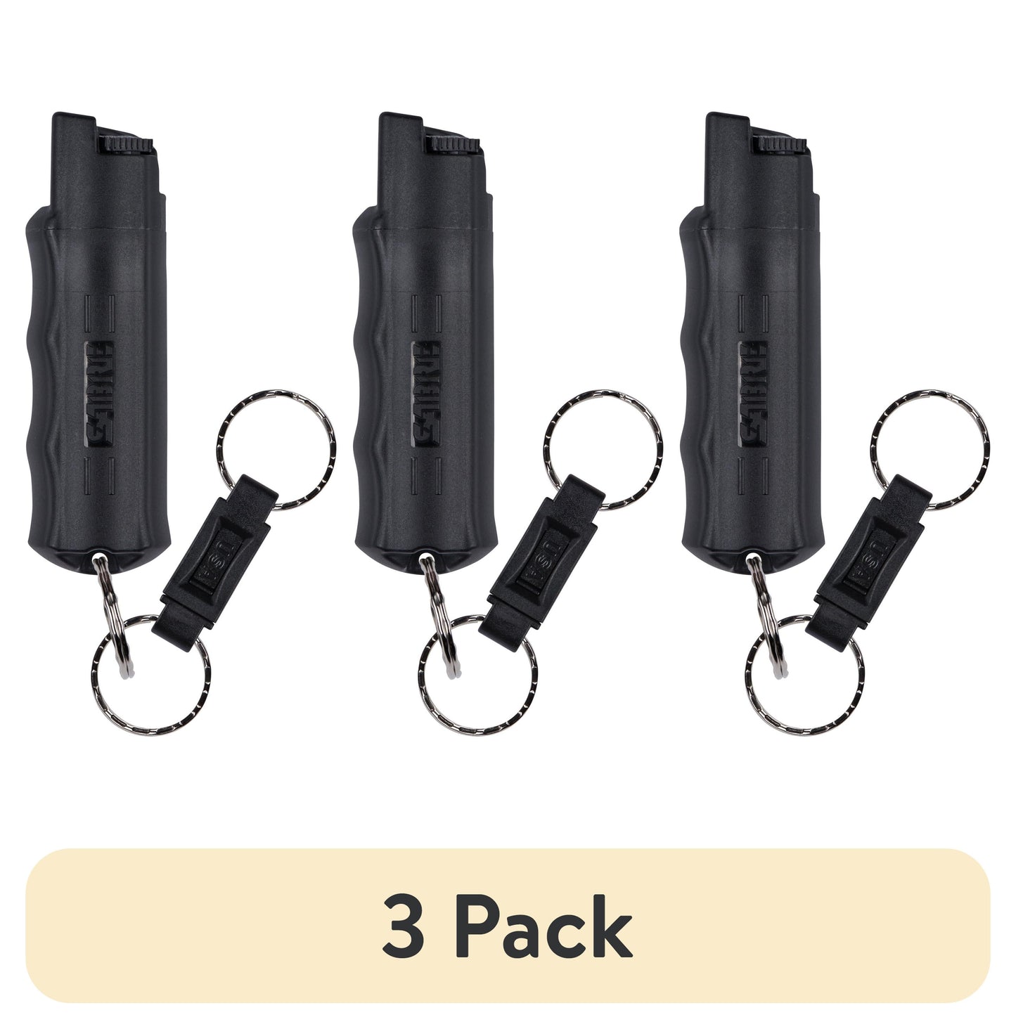 (3 pack) SABRE Pepper Spray with Quick Release Keychain, Black, 1 Ct, New, Pocket Pepper Sprays