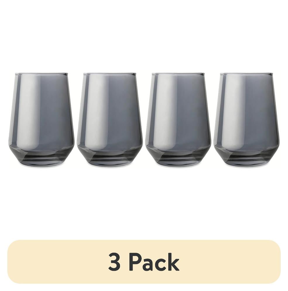 (3 pack) Thyme & Table 13.5 fl oz Smoke Angled Stemless Wine Glasses, Set of 4