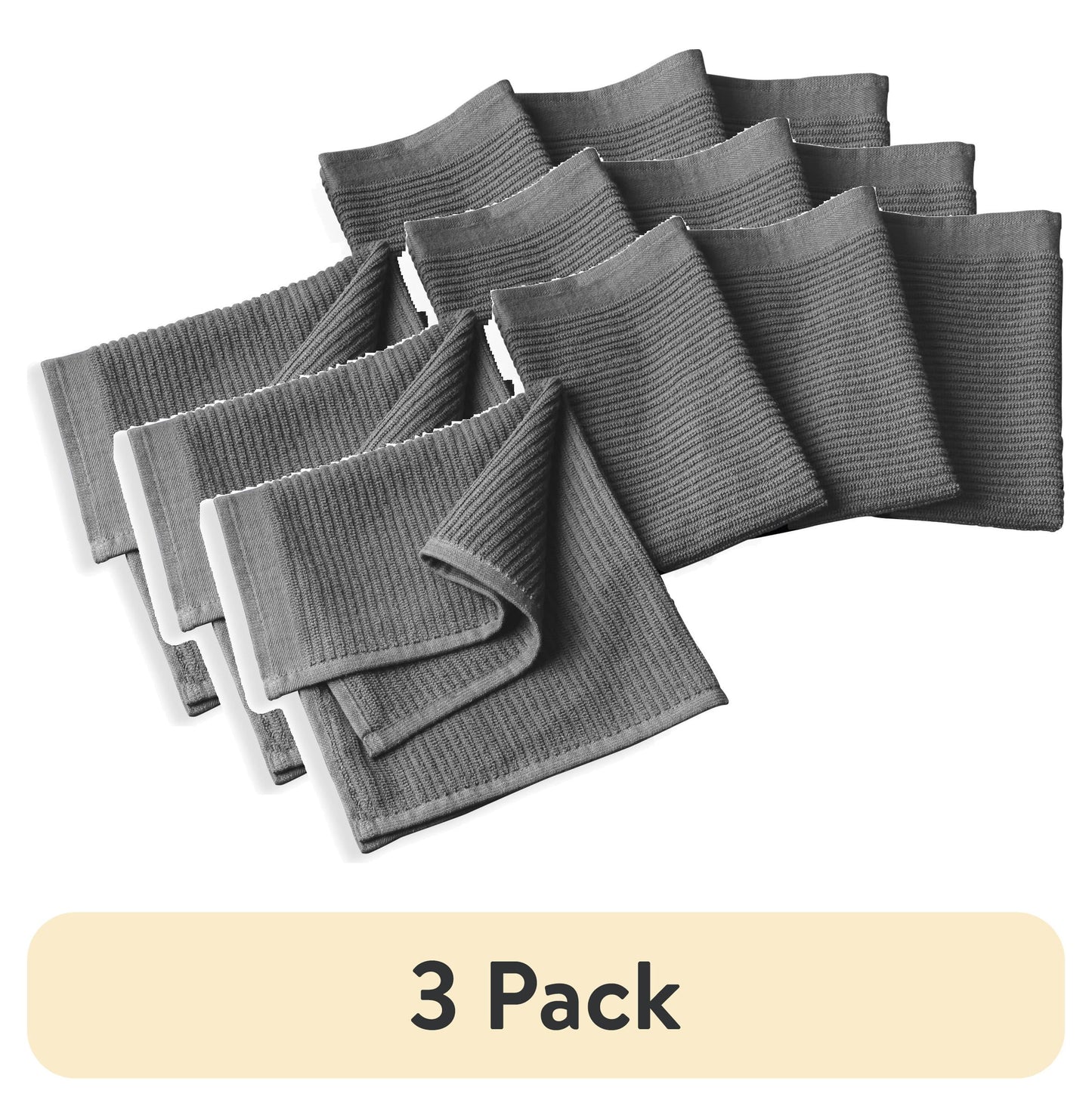 (3 pack) Thyme & Table Bar Mop Kitchen Towels, Gray, 4 Pack Set