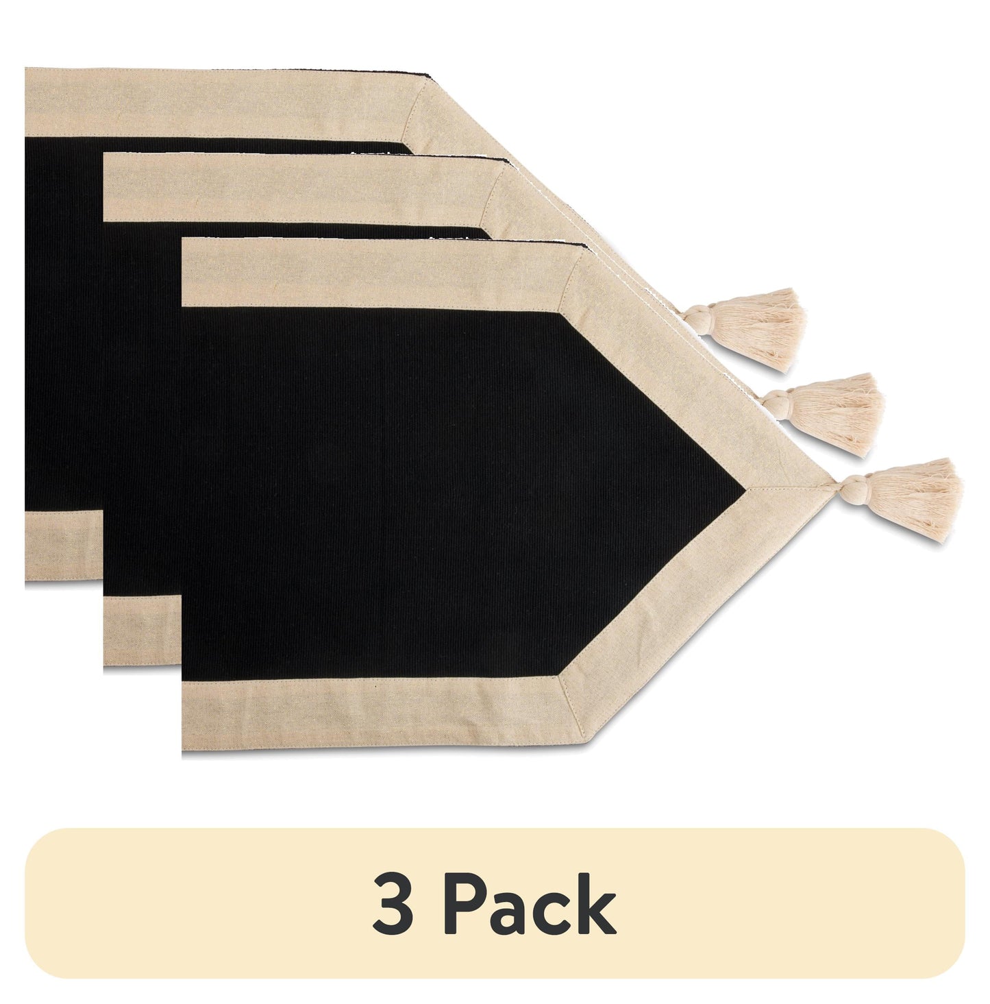 Thyme & Table Handmade Table Runner, Black with Gold Border, 14 x 72"