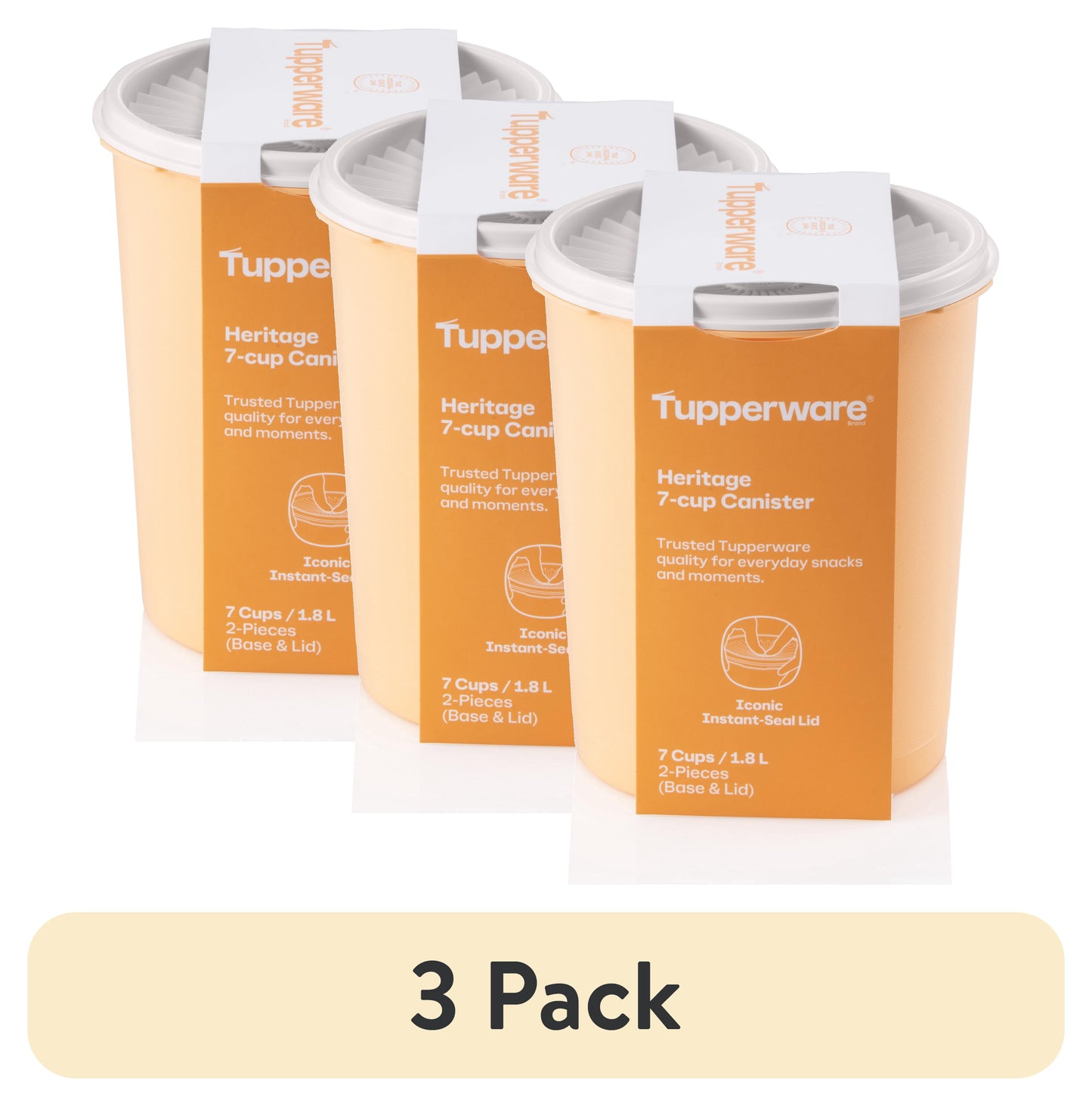 Tupperware Heritage 7-Cup Food Storage Canister with Lid, Peach