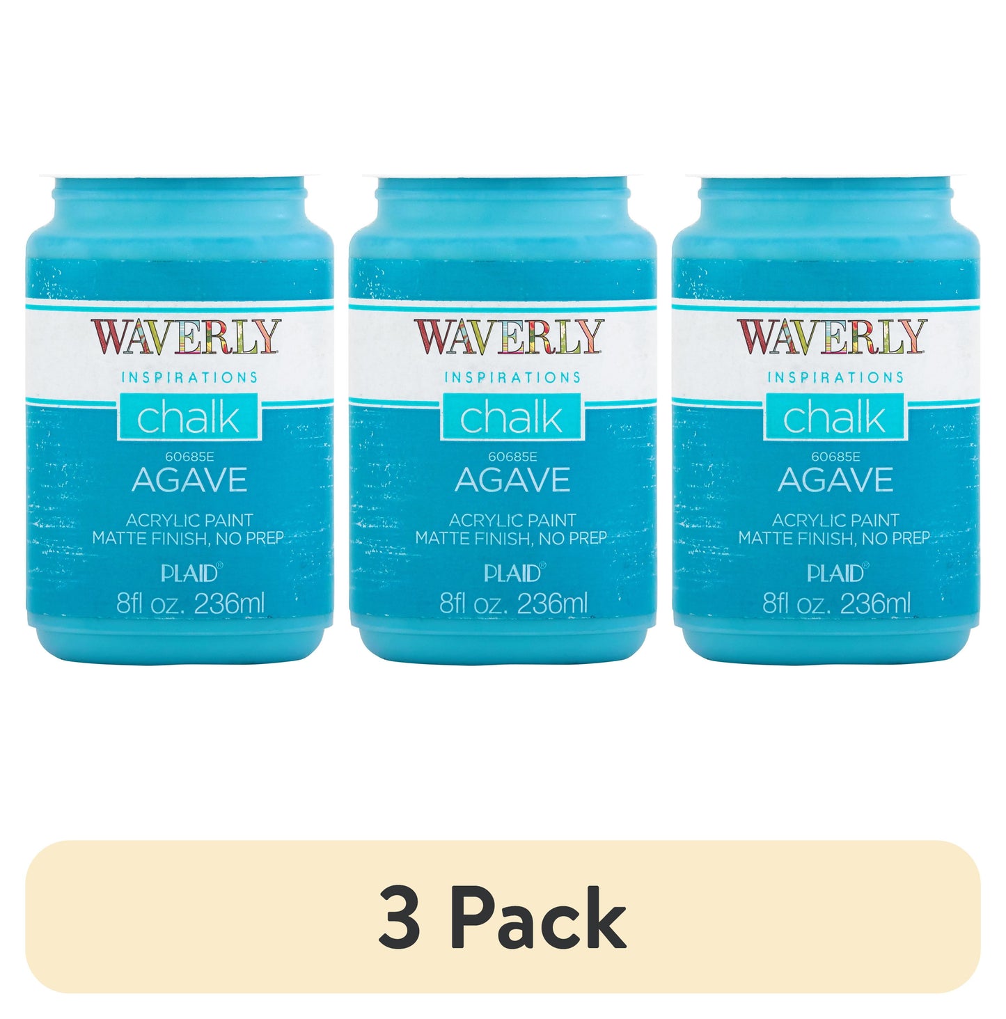 (3 pack) Waverly Inspirations Chalk Paint, Ultra Matte, Agave, 8 fl oz