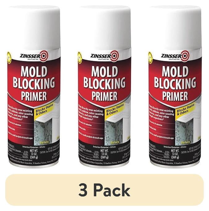 (3 pack) White, Zinsser Mold Blocking Primer Spray-287512, 13 oz