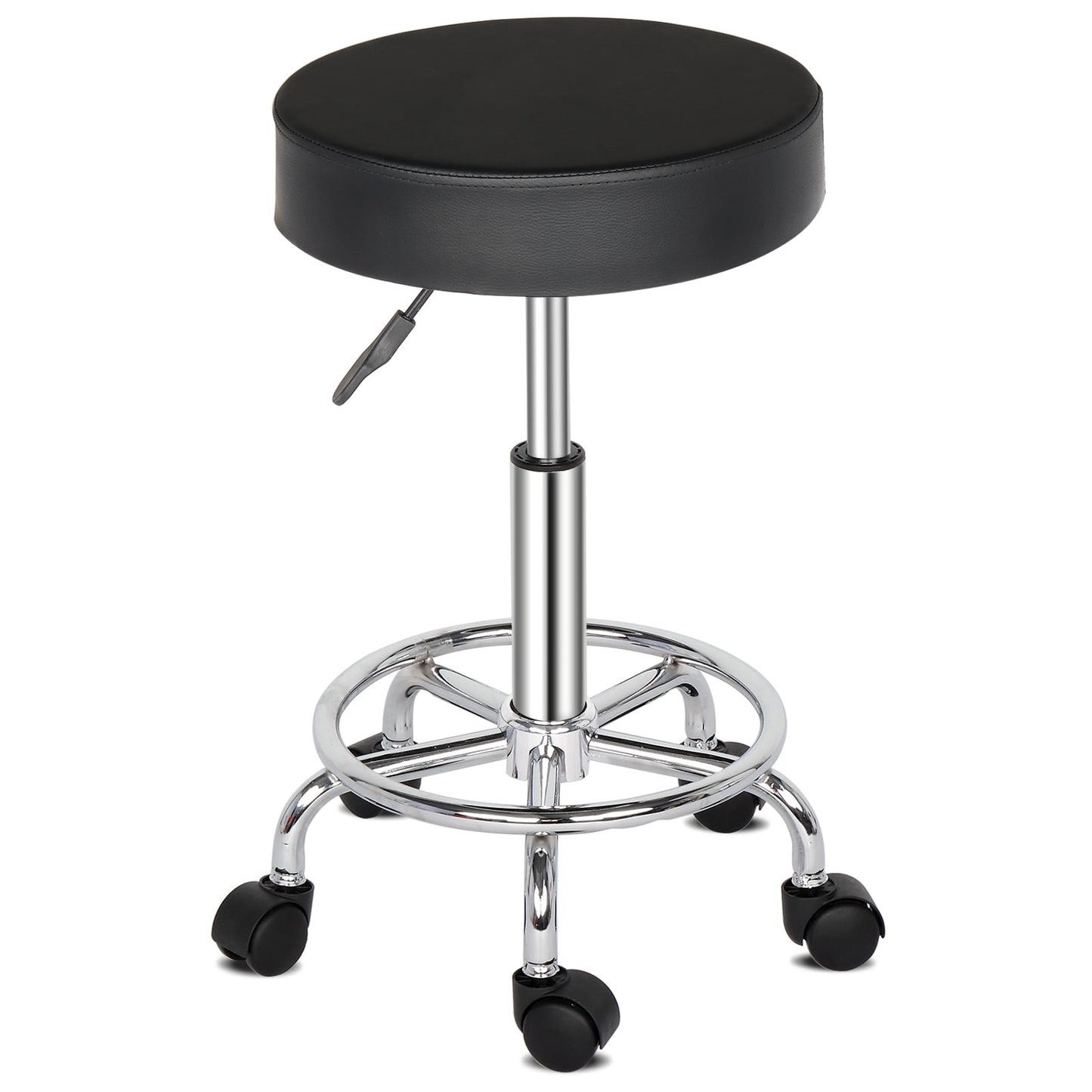 360°Rotating Bar Stool, PU Leather Sponge Chrome-plated Bar Stool with 5 Casters, Height Adjustable Durable Soft Bar Stool for Home Bar Counter