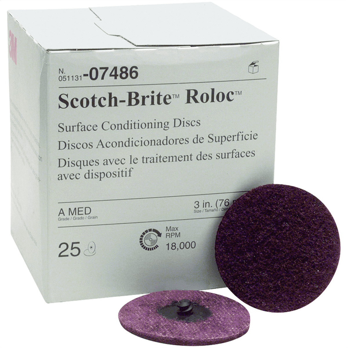 3M 7486 3 in. Scotch-Brite Roloc Maroon Medium Surface Conditioning Disc