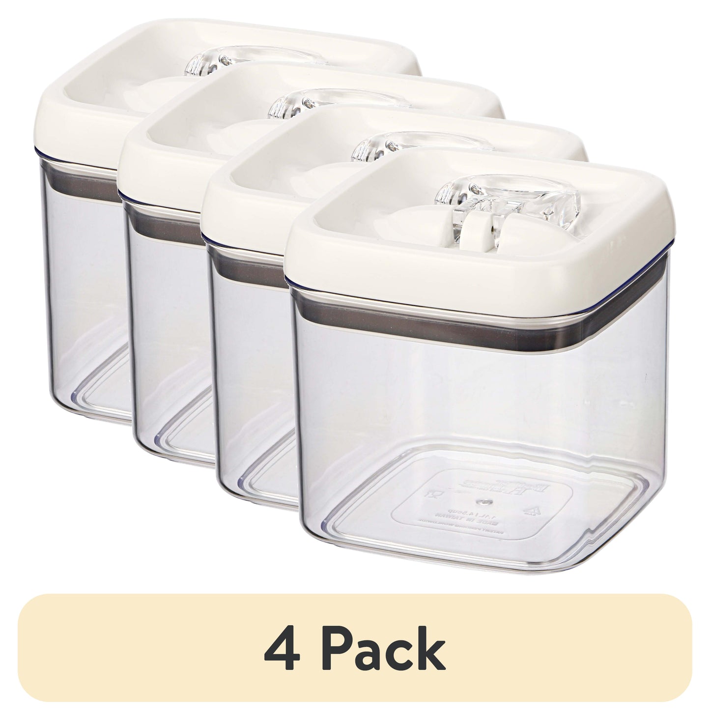 (4 pack) Better Homes & Gardens Canister - 4.5 Cup Flip-Tite® Square Food Storage Container, Designed to Help with Pantry Organization and Food Storage