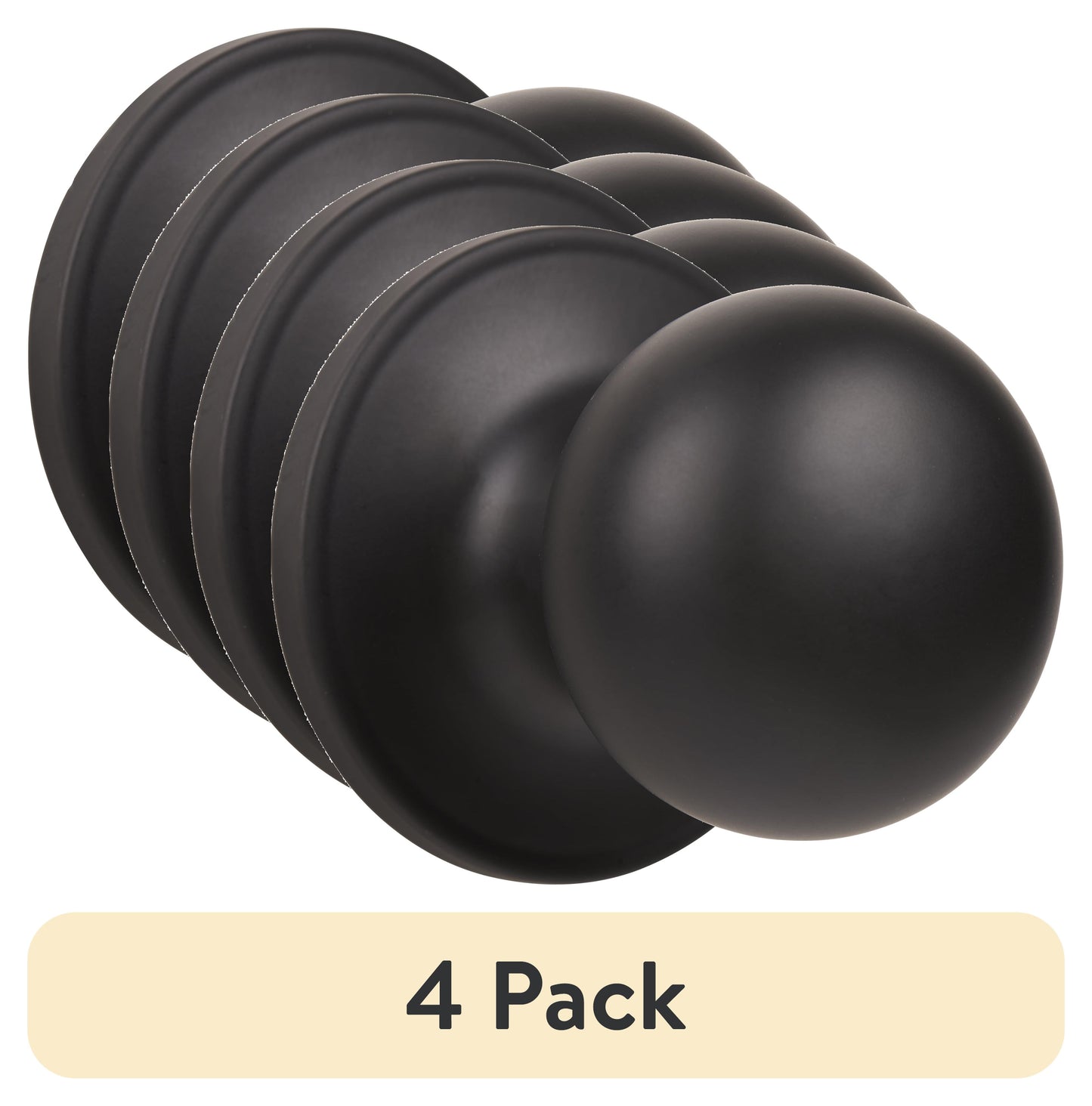 (4 pack) Brinks Passage Hall/Closet Classic Ball Style Doorknob, Matte Black Finish