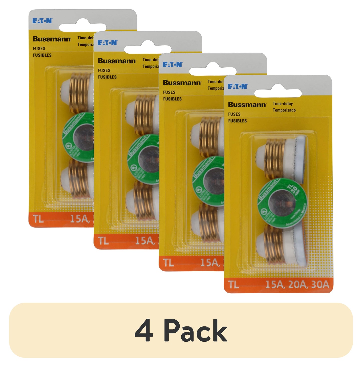 (4 pack) Bussmann BP/TL-A BP 3-Pack TL Assorted plug fuse