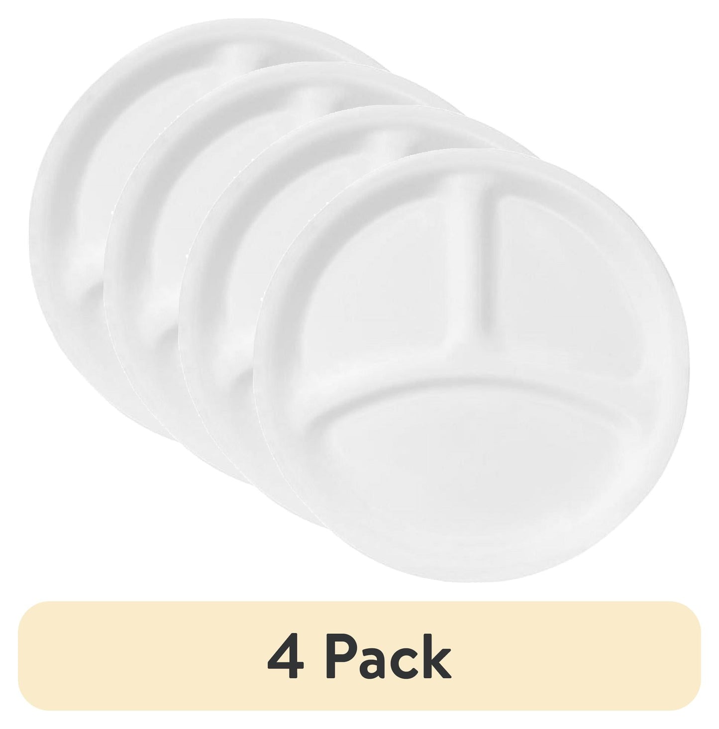 (4 pack) Corelle Winter Frost White, Round Divided Dinner Plate, 10.25"