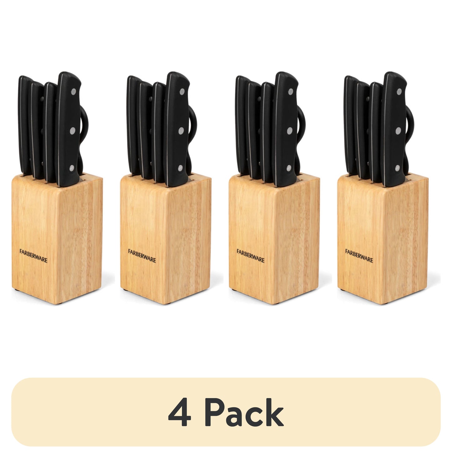 Farberware Classic Stainless Steel 6-Piece Tripe-Riveted Knife Set with Black Handle