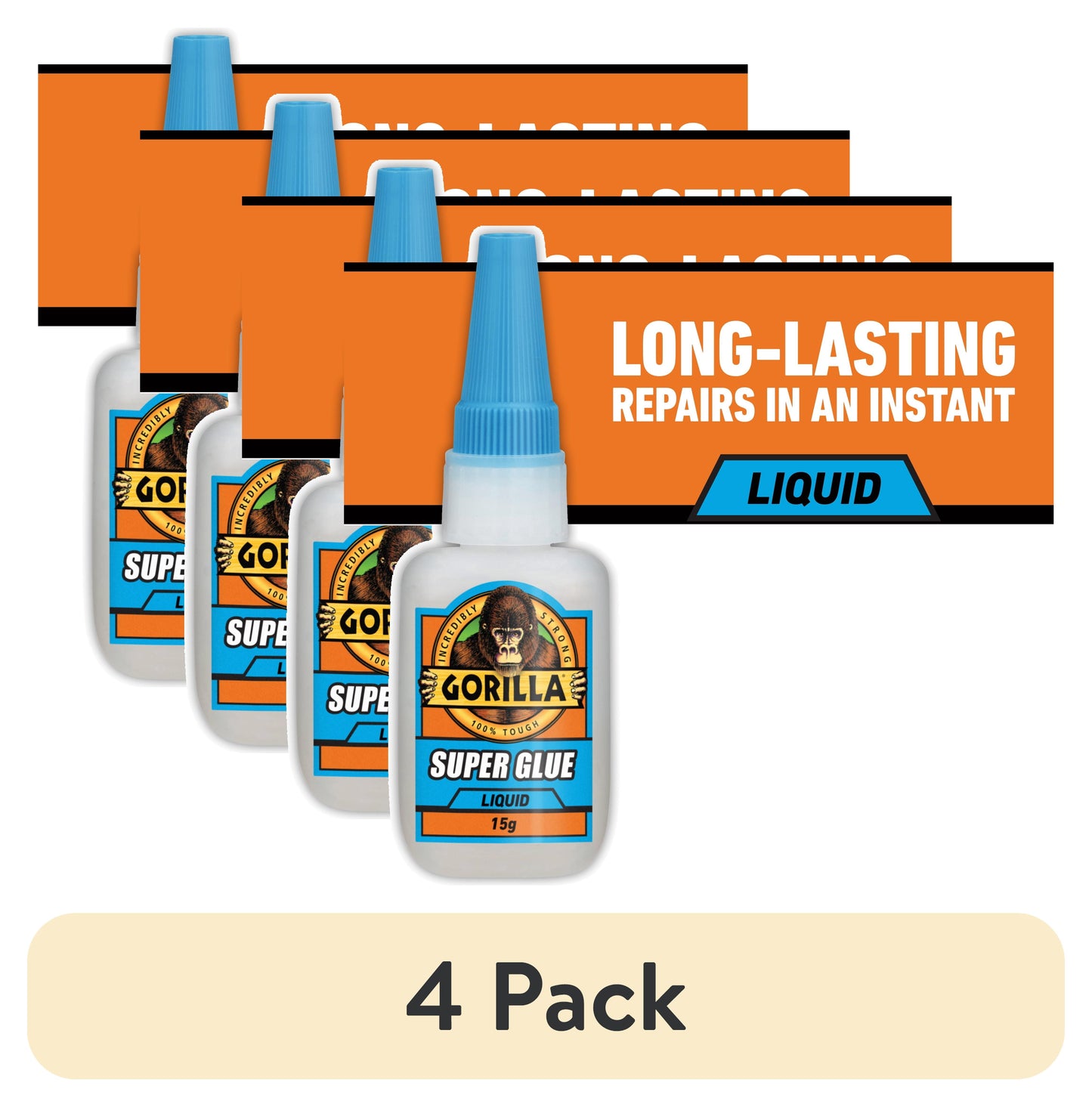 (4 pack) Gorilla Glue Super Glue 15g Bottle Net Content Quantity 1