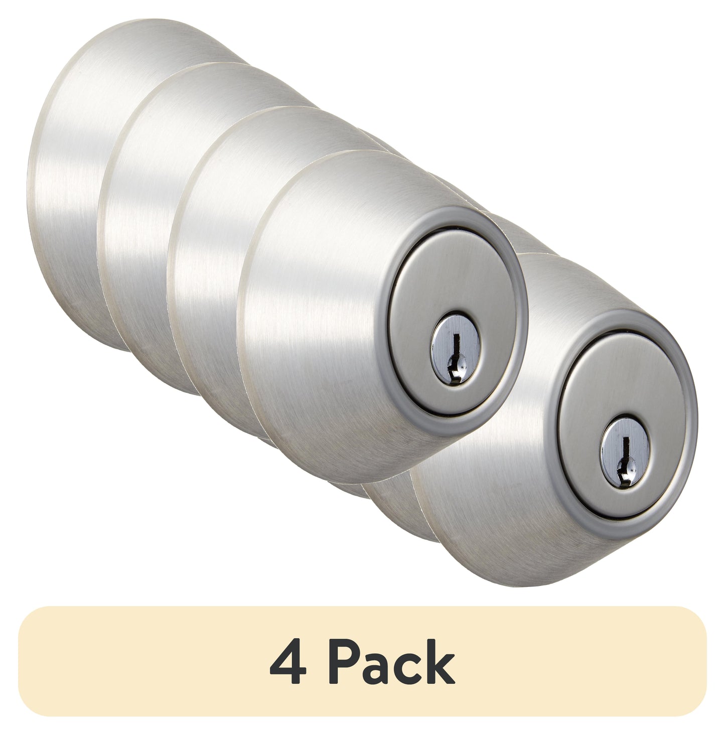 (4 pack) Hyper Tough Keyed Entry Single Cylinder Deadbolt Lock, Stainless Steel Finish, Twin pack