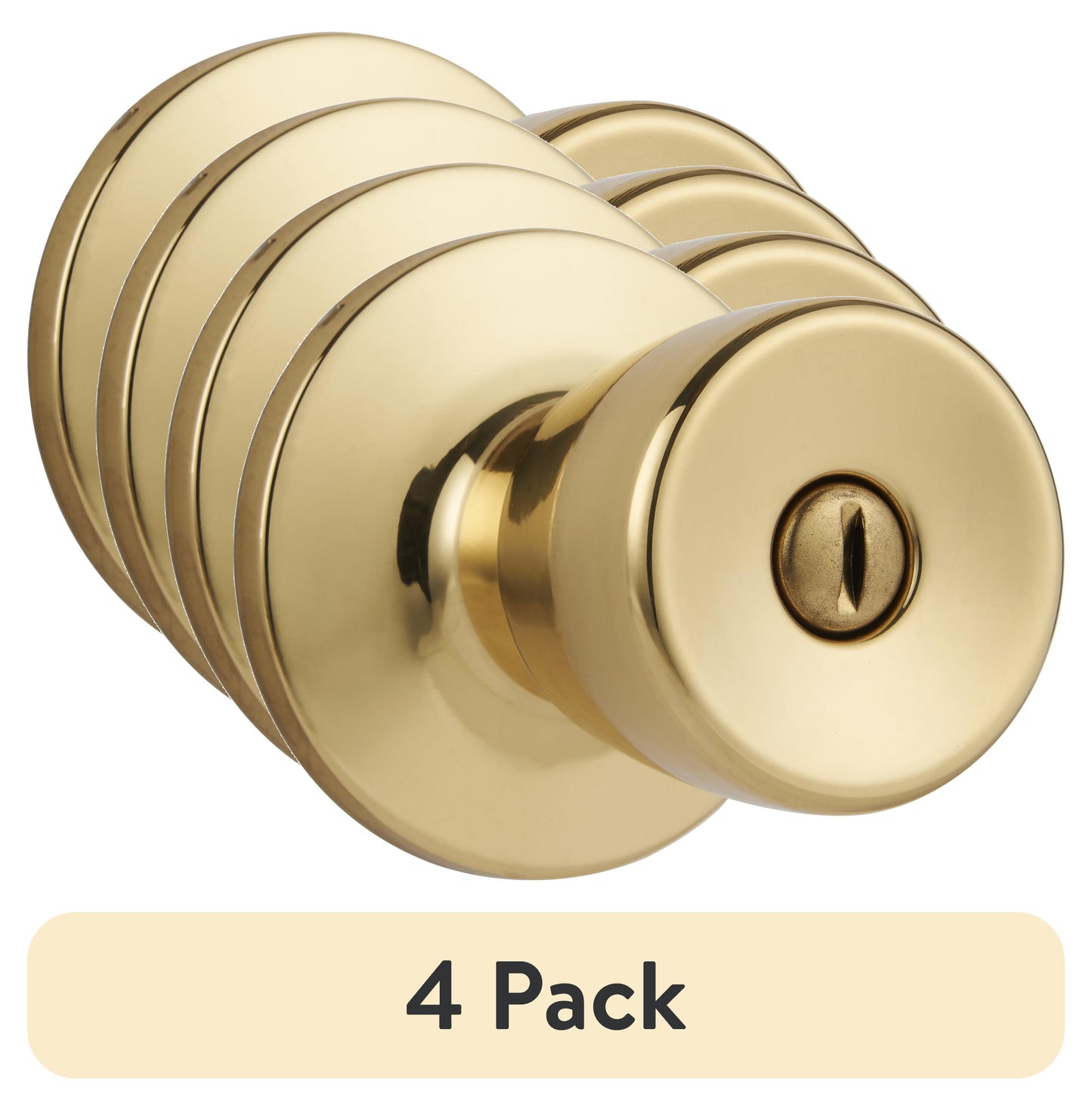 (4 pack) Hyper Tough Interior Privacy Tulip Style Doorknob, Polished Brass