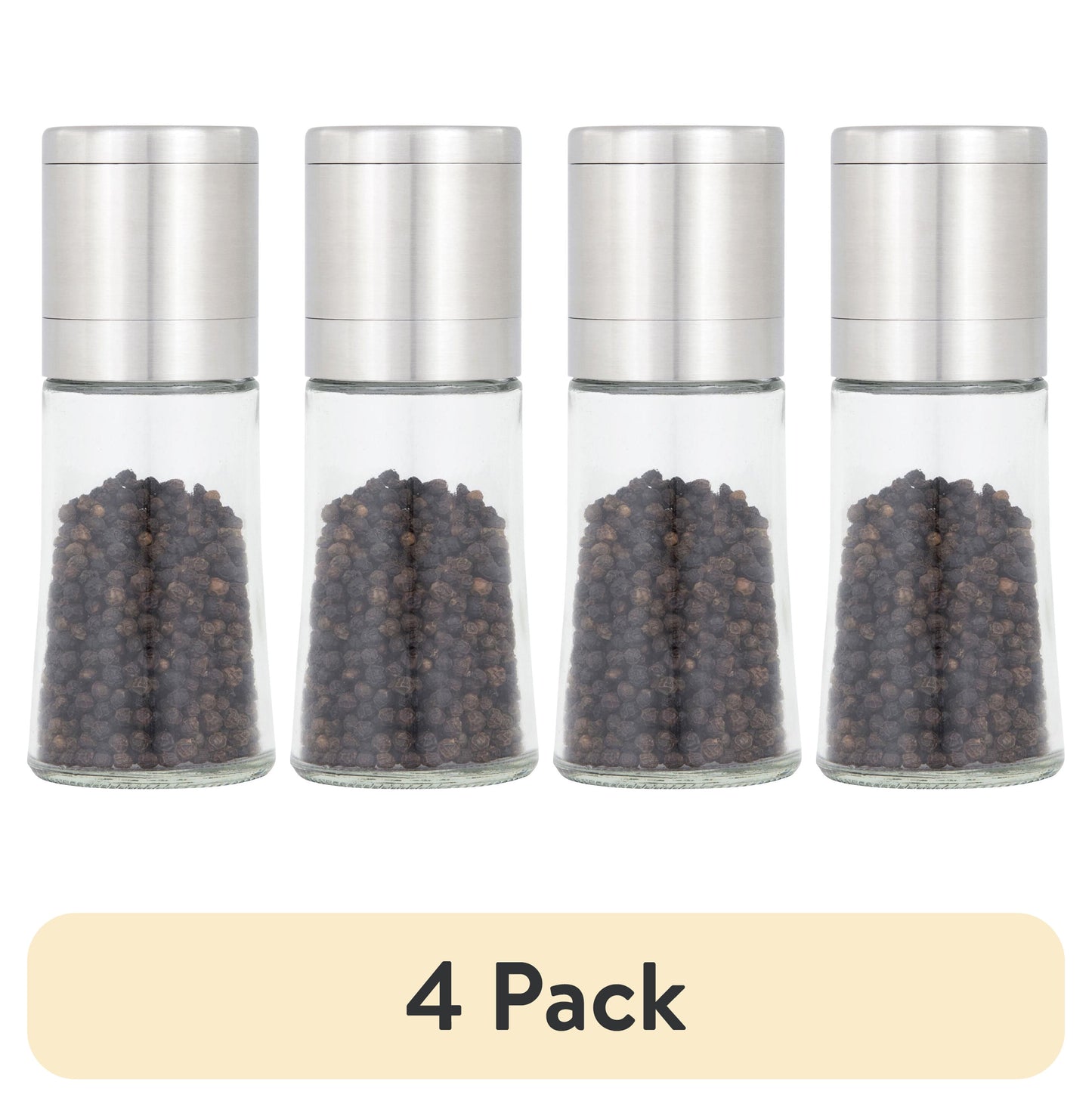 (4 pack) Kamenstein Elite Prefilled Salt and Pepper Grinder Set with Adjustable Grinder