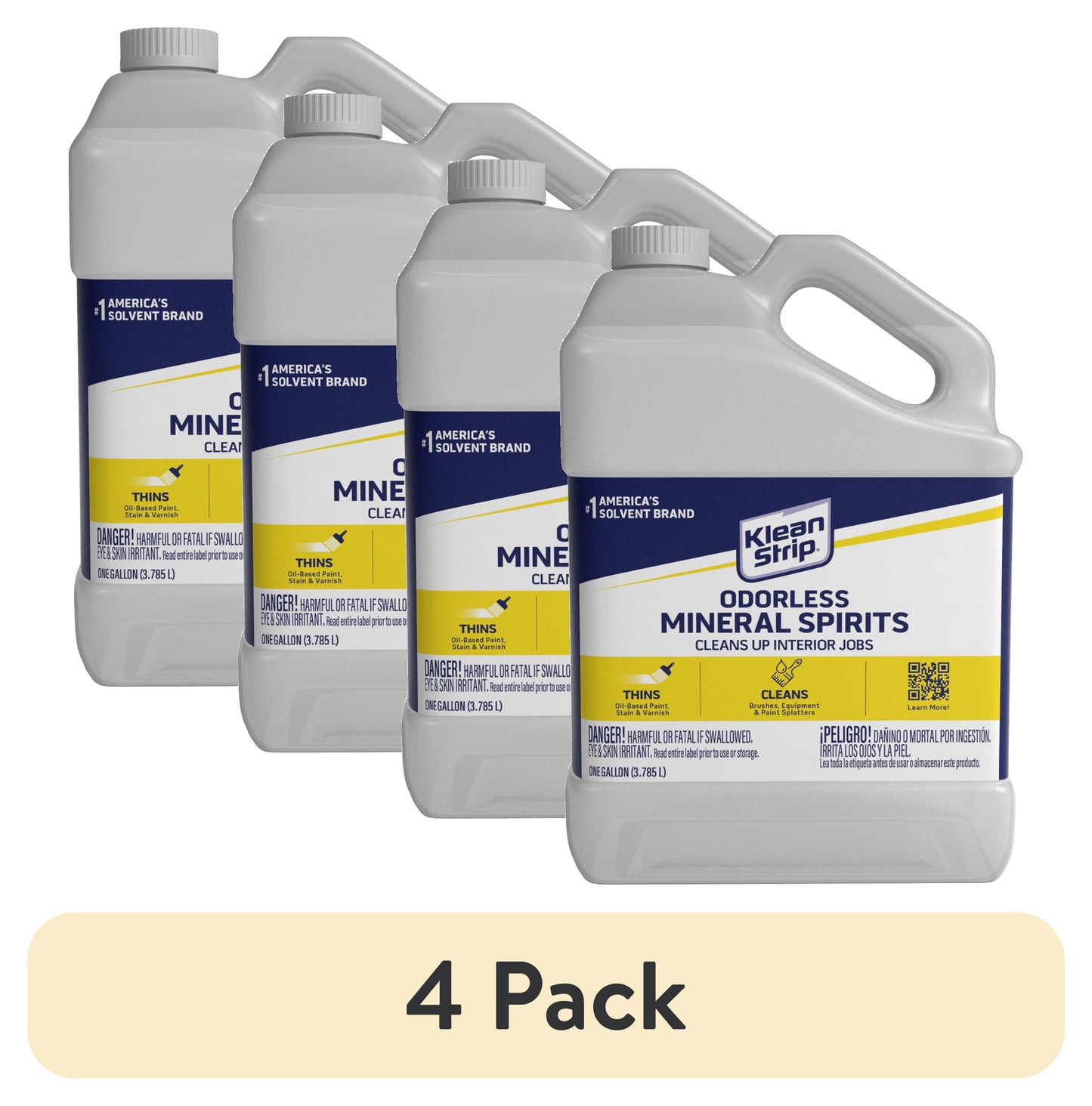 (4 pack) Klean-Strip® Odorless Mineral Spirits, 1 Gallon