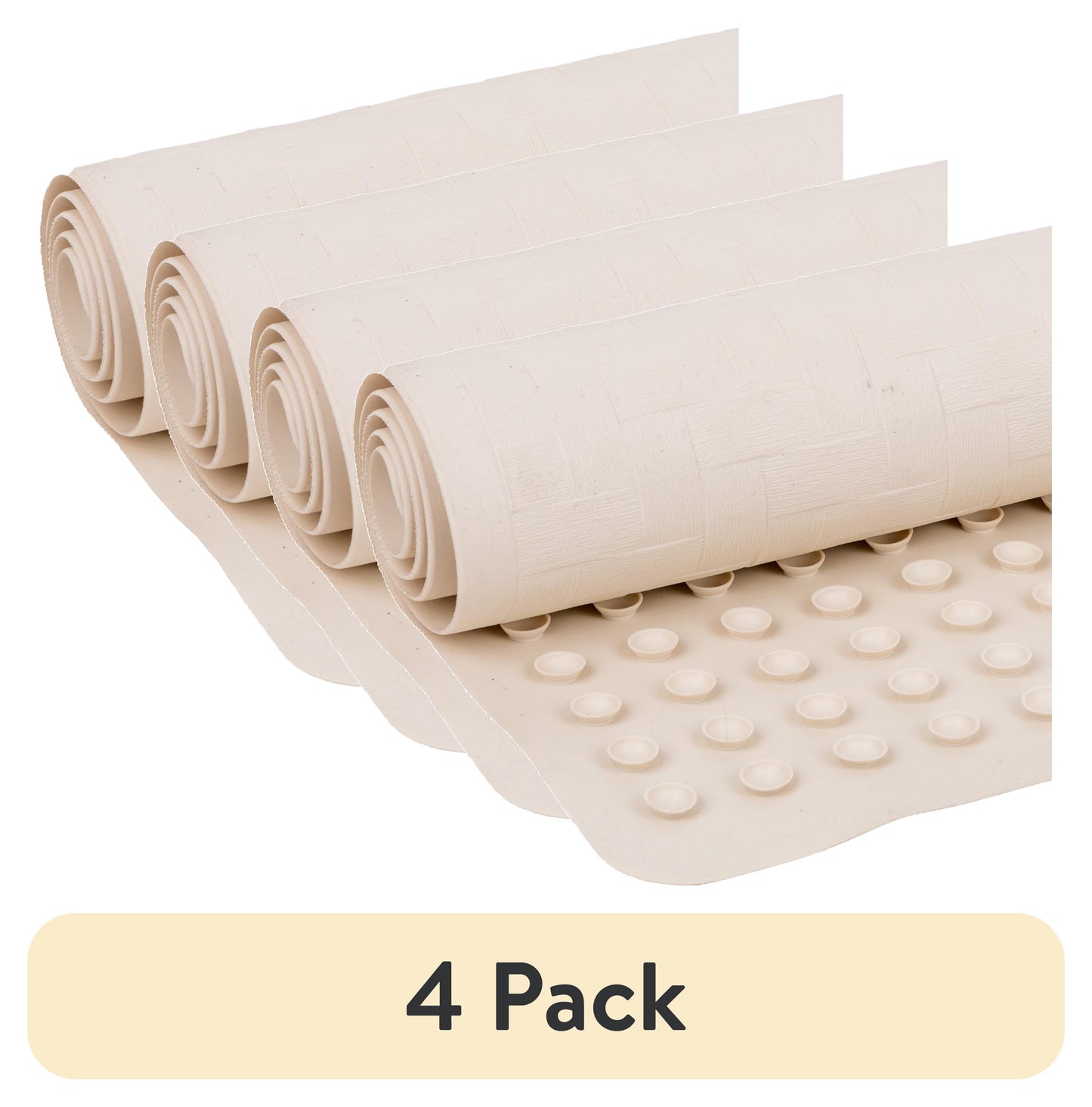 (4 pack) Mainstays 18" x 36" Rubber Bathtub Mat with Suction Cups, White