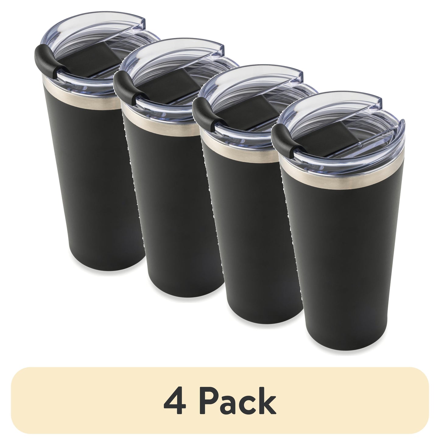 (4 pack) Mainstays 20oz Stainless Steel Tumbler, Black