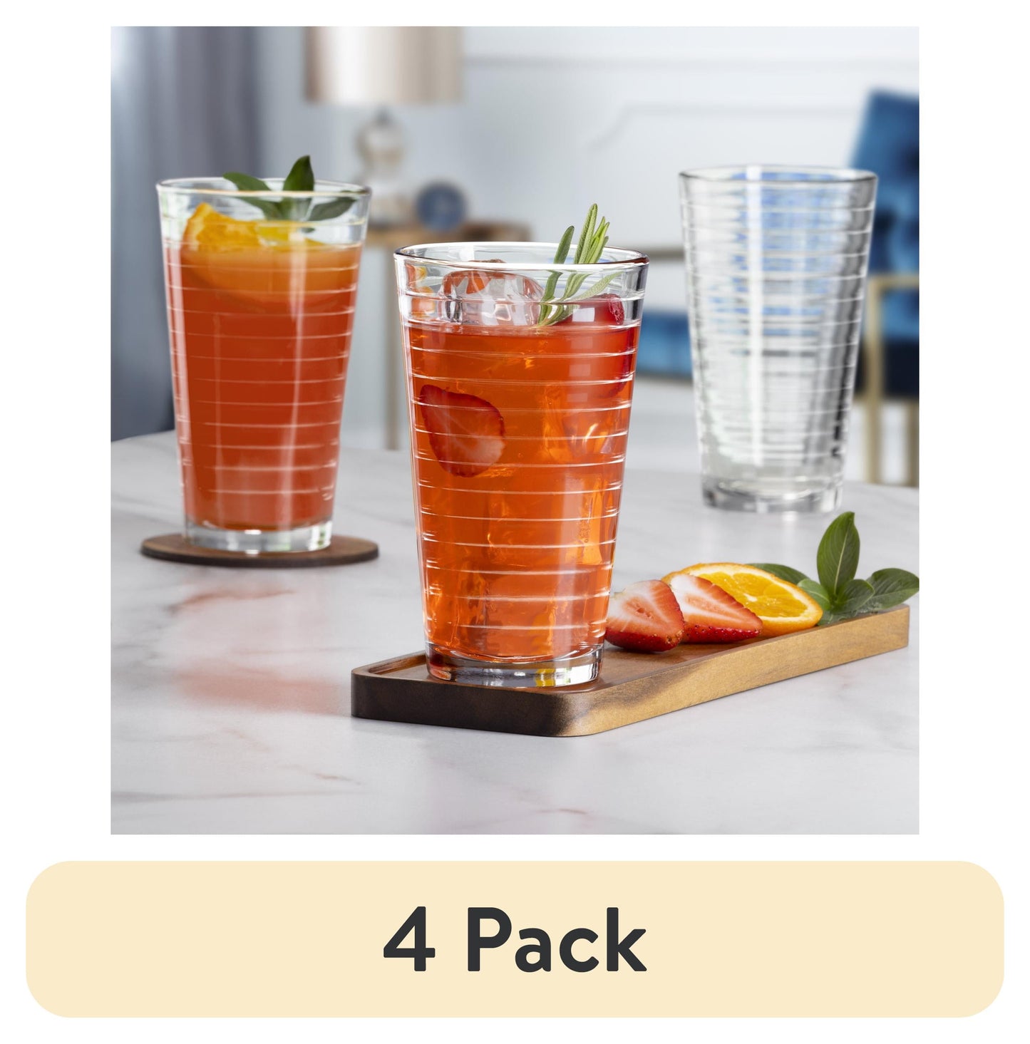 Mainstays Gallant Glass Drinkware Set, 16.2 oz, 8-Piece
