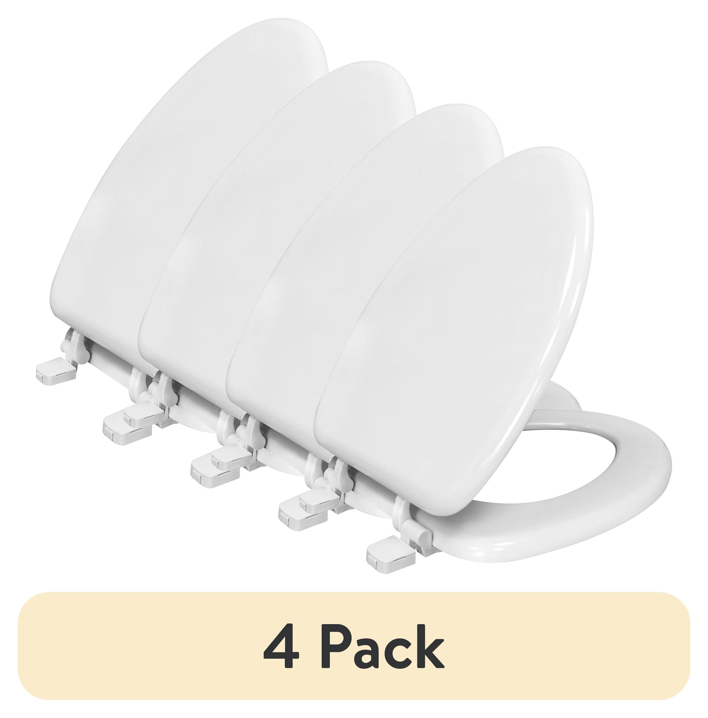 (4 pack) Mainstays Elongated White Toilet Seat with Durable Rice Husk Material