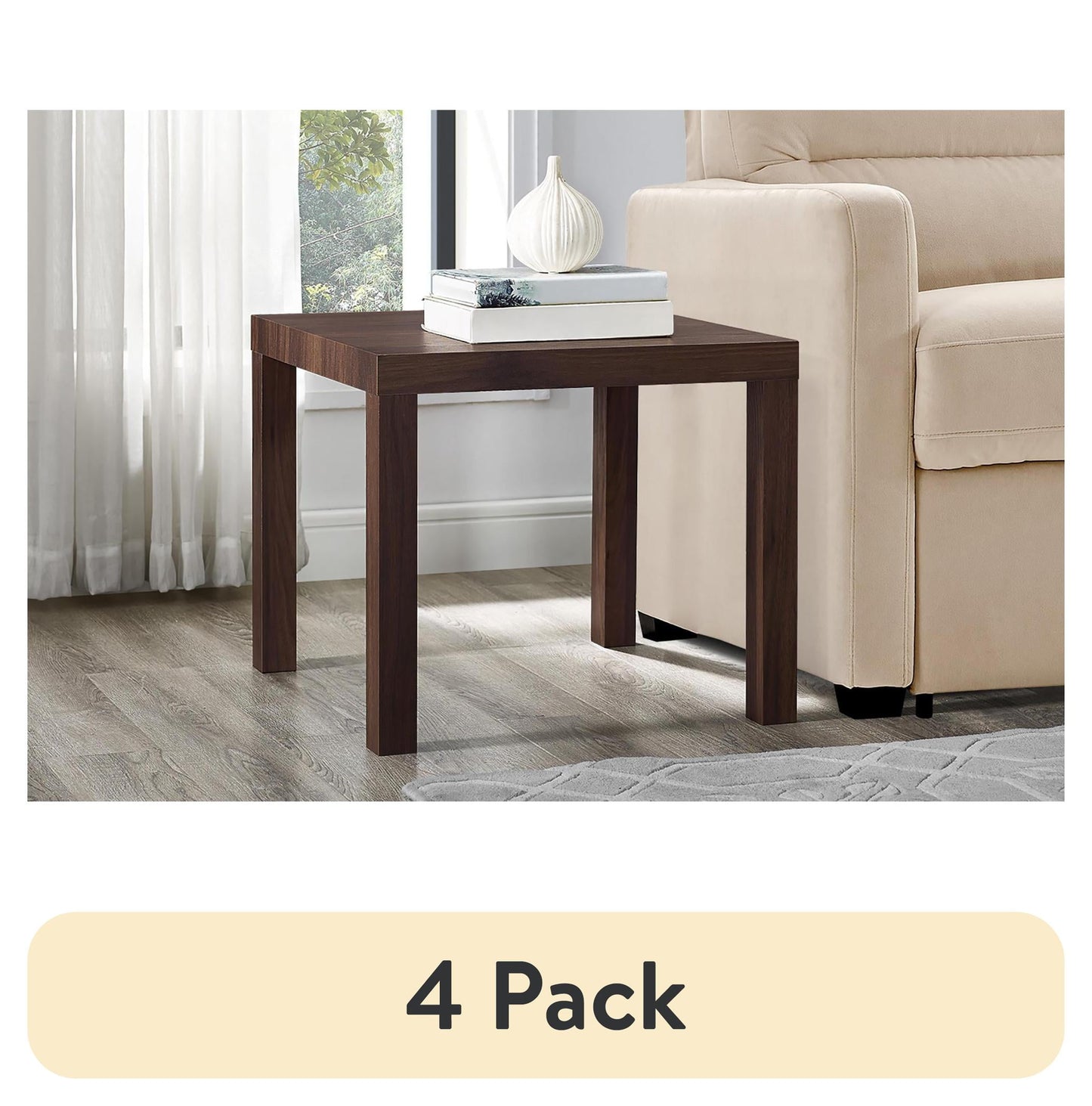 (4 pack) Mainstays Parsons End Table, Canyon Walnut