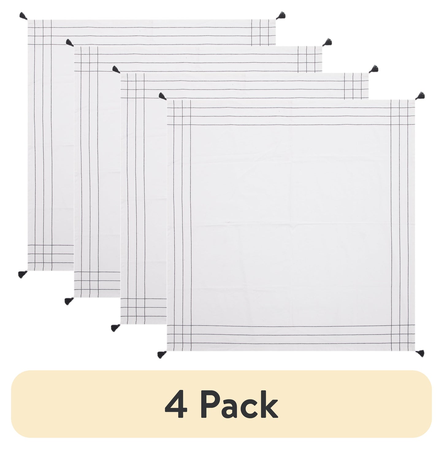 Mainstays Woven Table Throw, White with Black Border, 1 Count