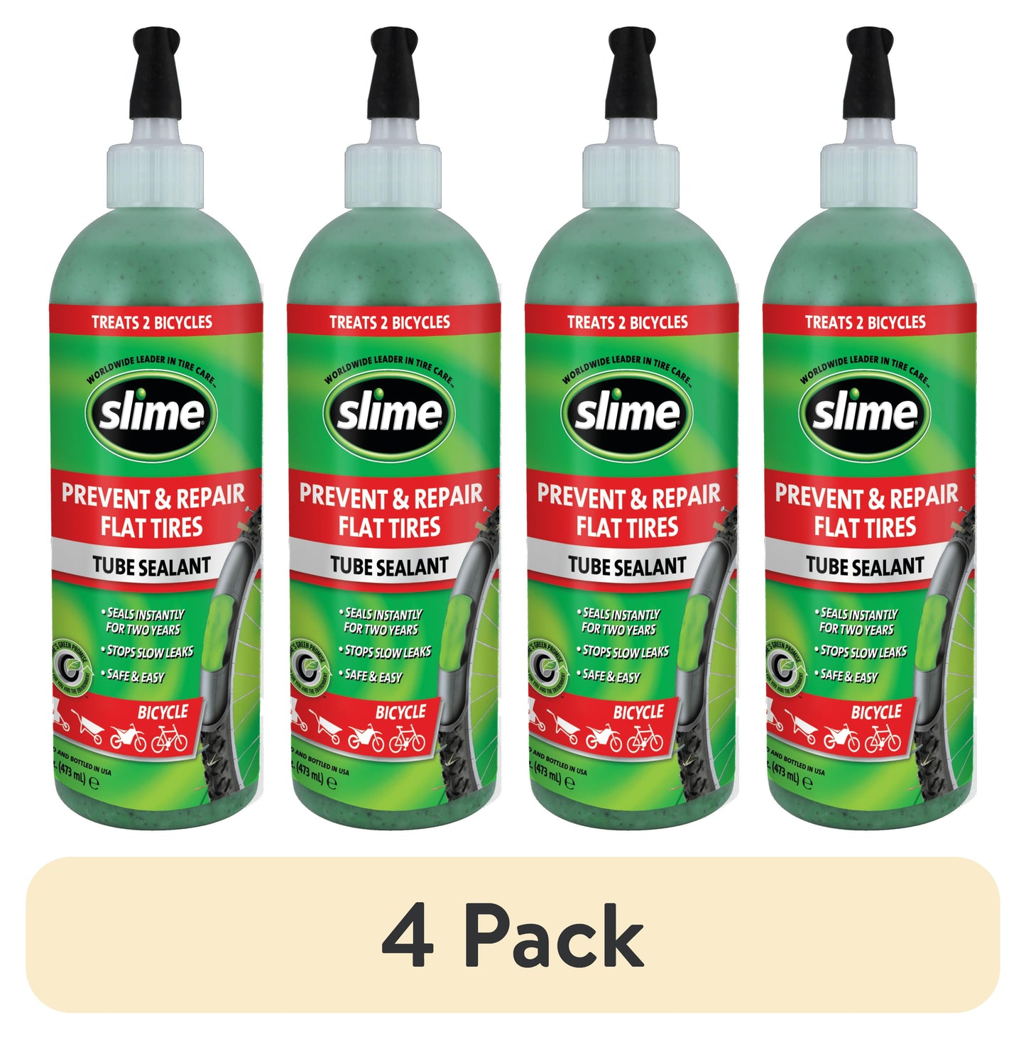 (Paquete de 4) Sellador de Tubos Slime 16oz (Trata 2 Bicicletas) - 10056w