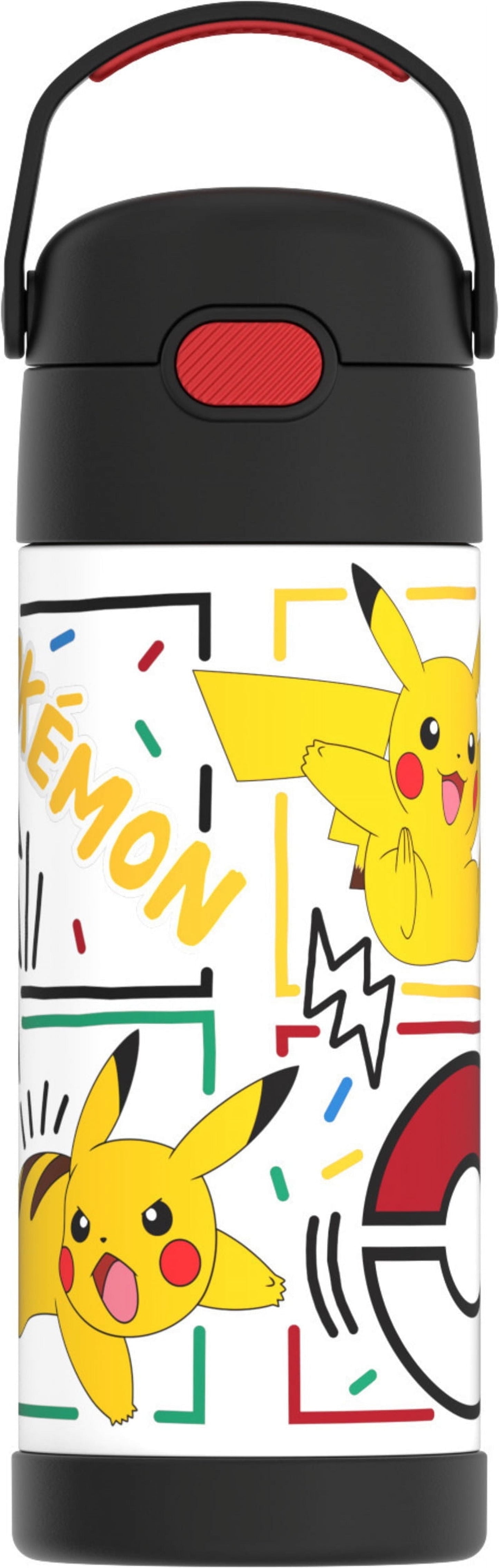(4 pack) Thermos FUNtainer Pokemon Kids Insulated Water Bottle with Straw, 14oz Stainless Steel, Leak-Proof