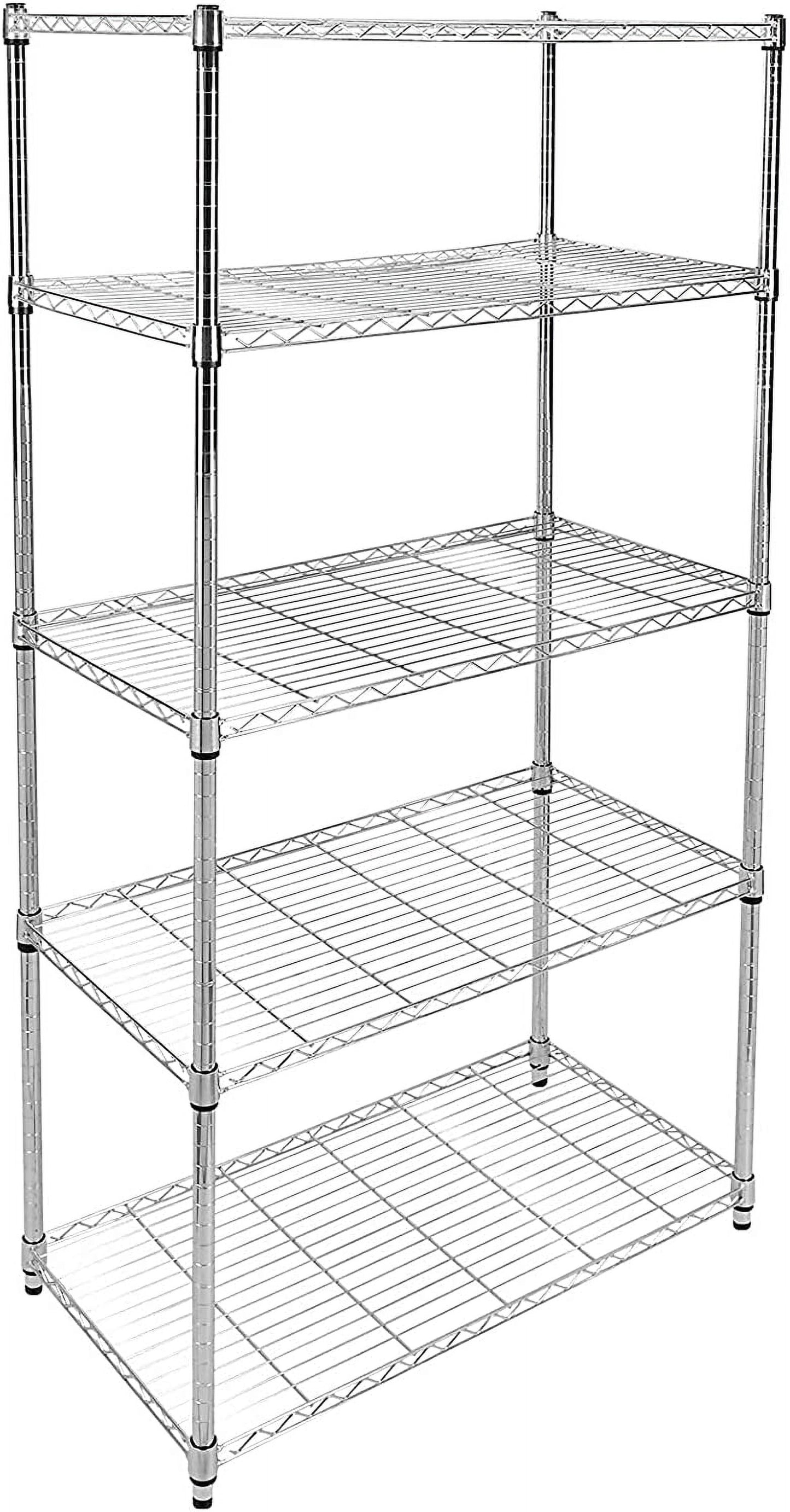 5-Shelf Shelving Shelves Unit with Wheels Steel Organizer,36"Wx14"Dx60"H,Silver