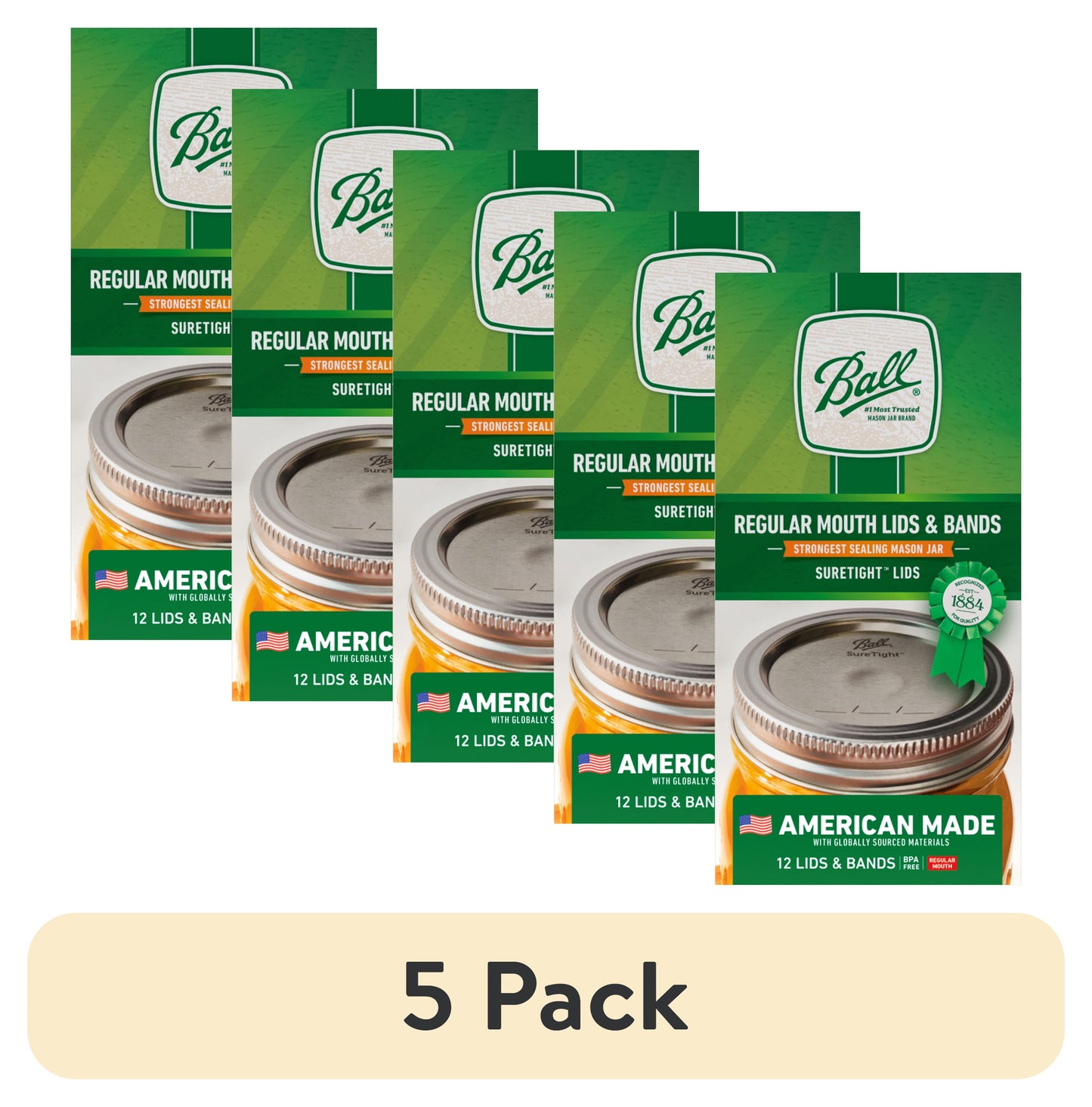 (10 pack) Ball 12-Pack Regular Mouth Canning Jar Lids and Rings, Two-Piece Mason Jar Lids with Bands for Canning and Preserving, Fits Ball Regular Mouth Mason Jars